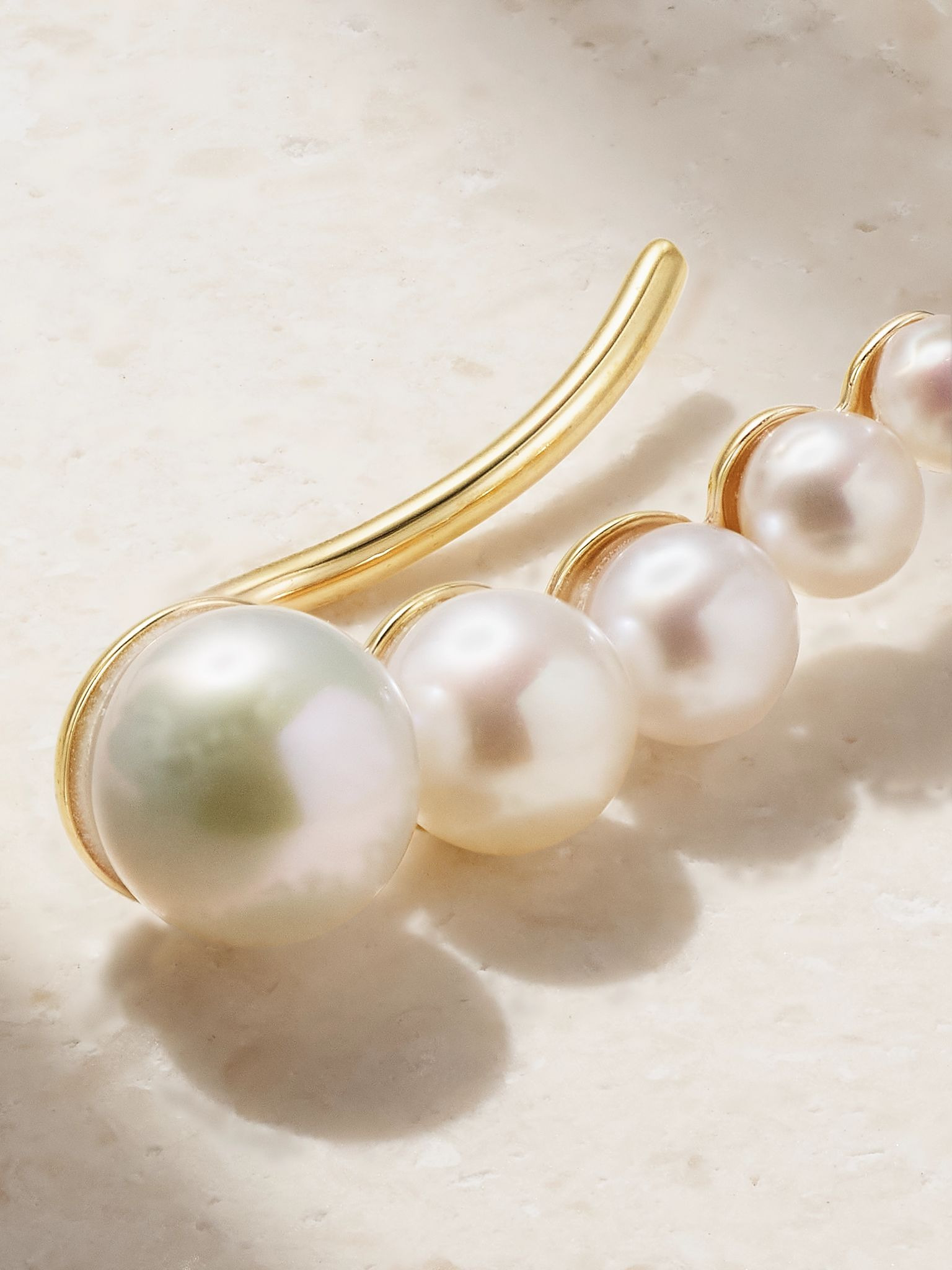 Petite Croissant Japonais 14-karat recycled gold pearl single earring Gold - 3