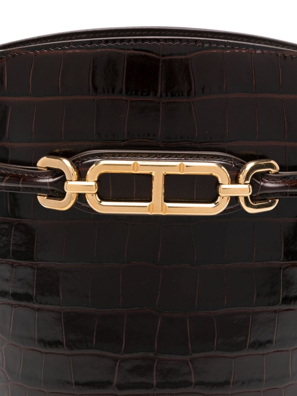 medium crocodile-embossed bucket bag - 4
