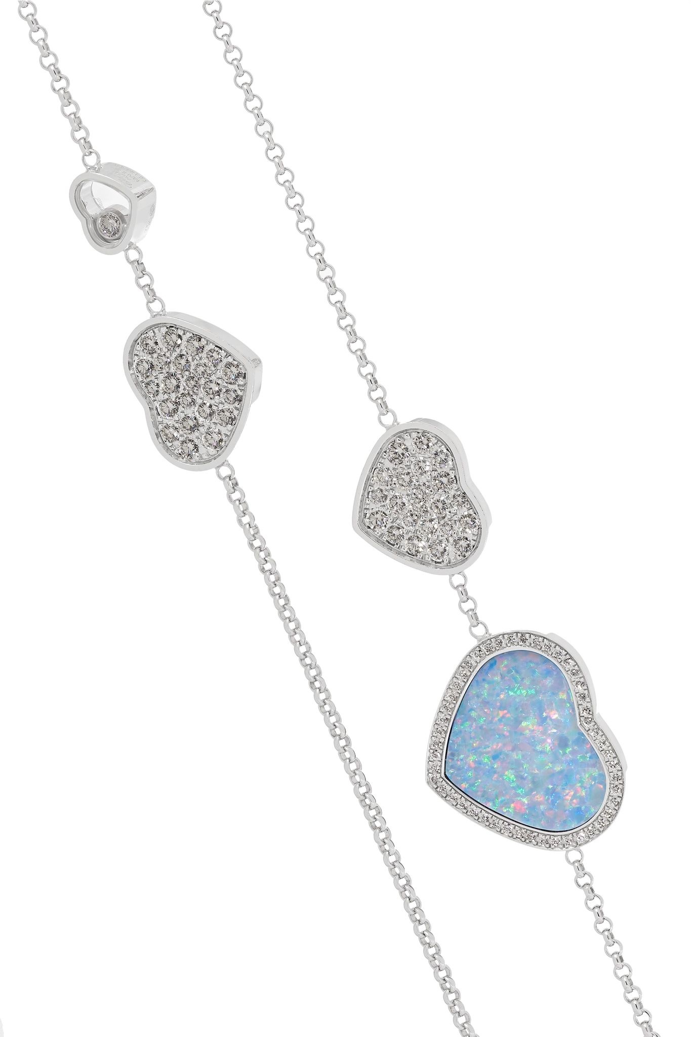 Happy Hearts 18-karat white gold, diamond and opal necklace - 4