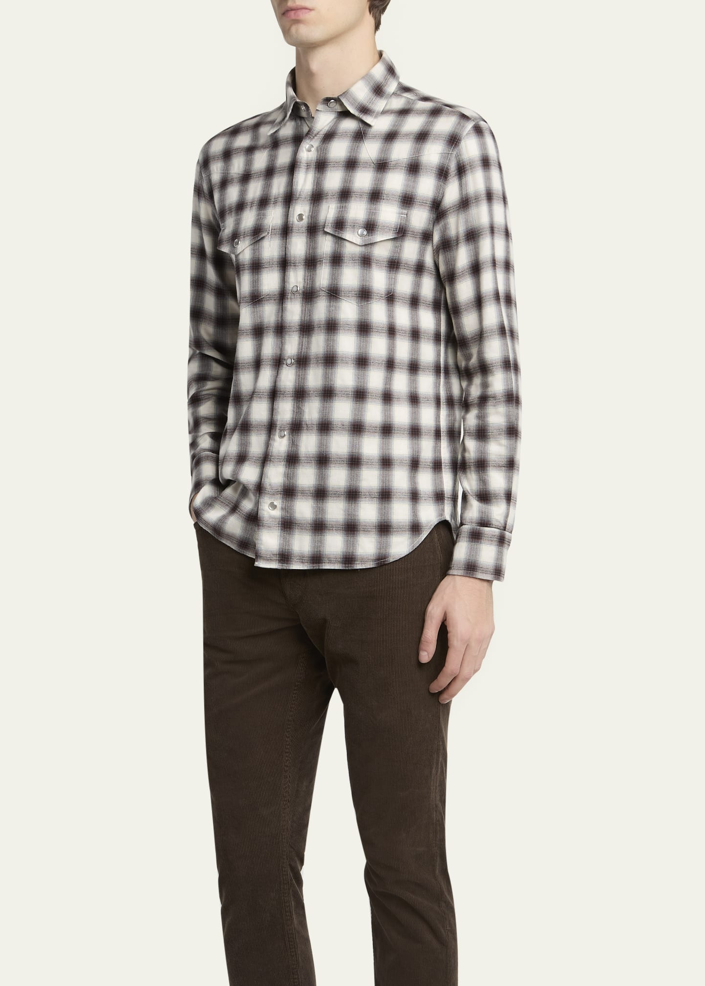 Men's Small Buffalo Plaid Slim Fit Western Shirt - 4