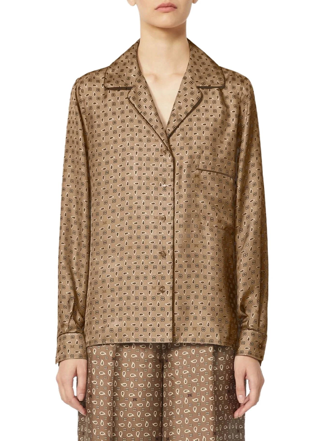 SEMI-FITTED PRINTED SILK SHIRT - 1