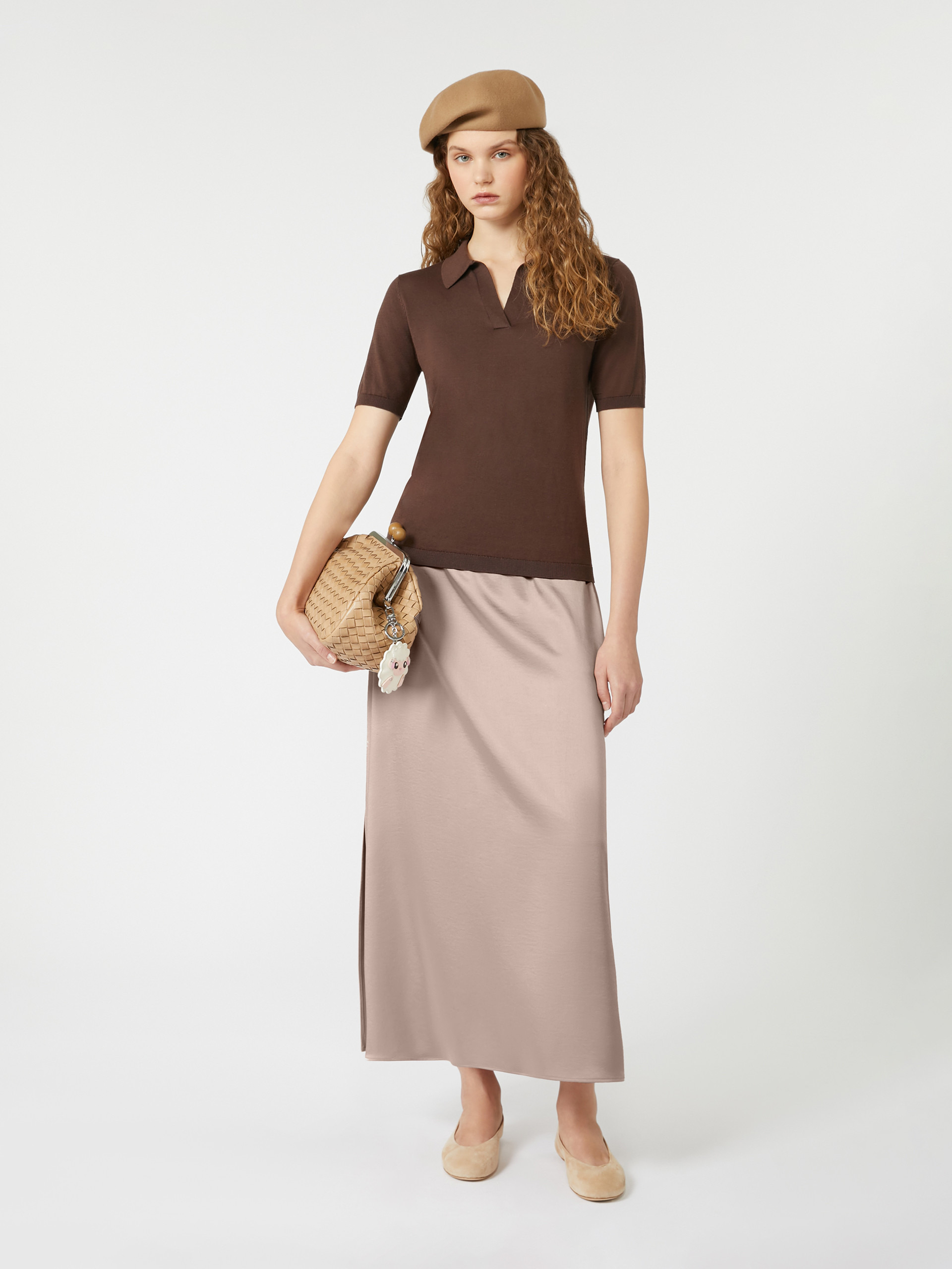 ANGELO Satin calf-length skirt - 2