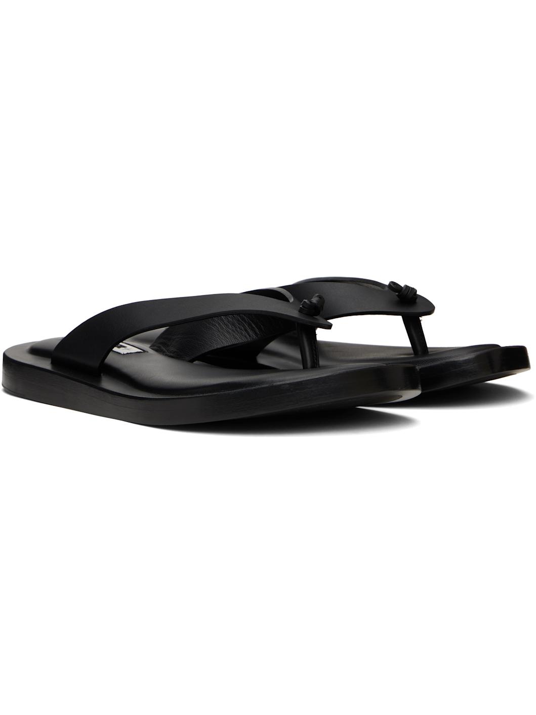Black Thong Sandals - 4