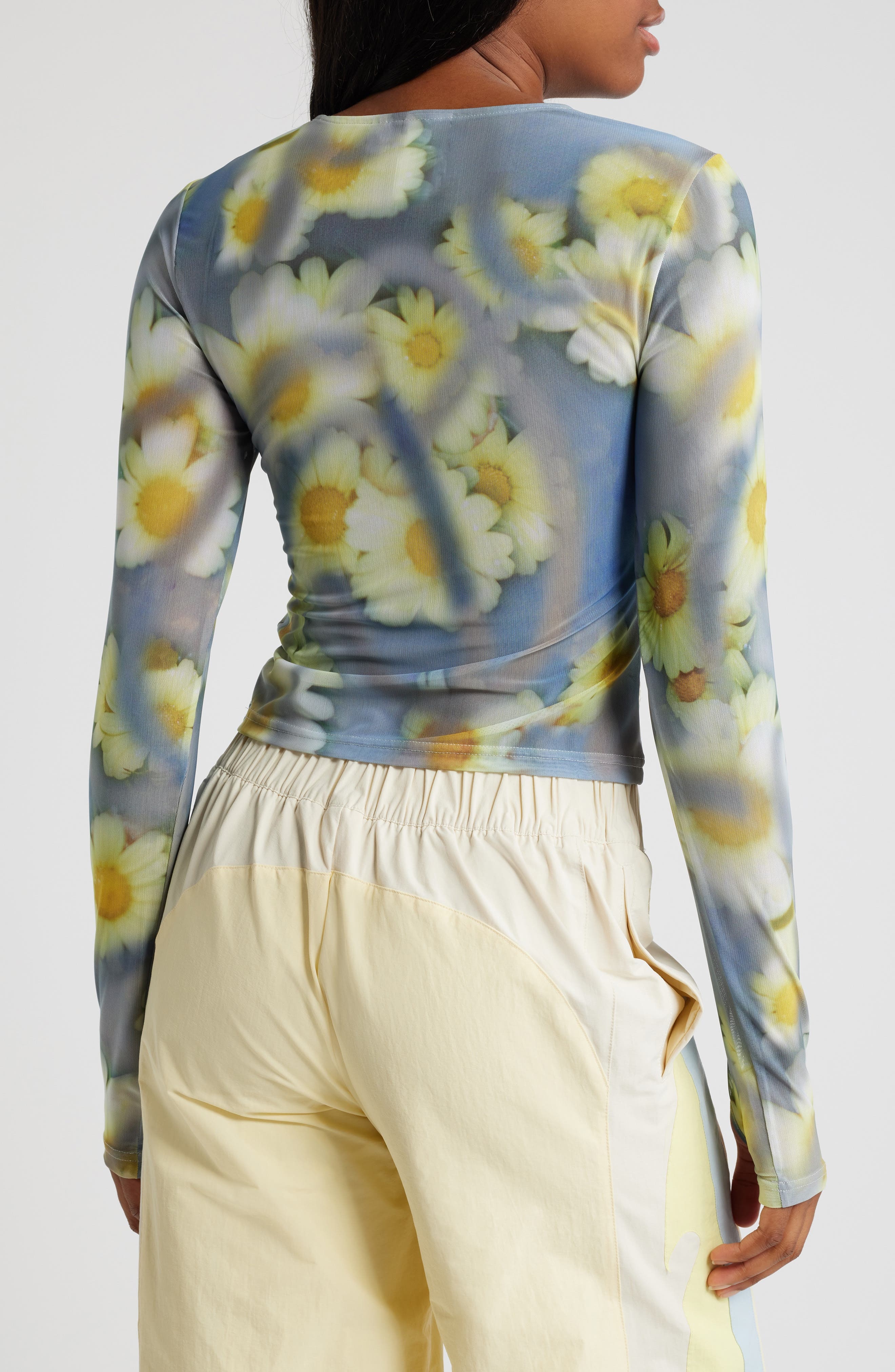 PUMA x Collina Strada Mesh Long Sleeve Top in Yellow Pear-Aop at Nordstrom - 2