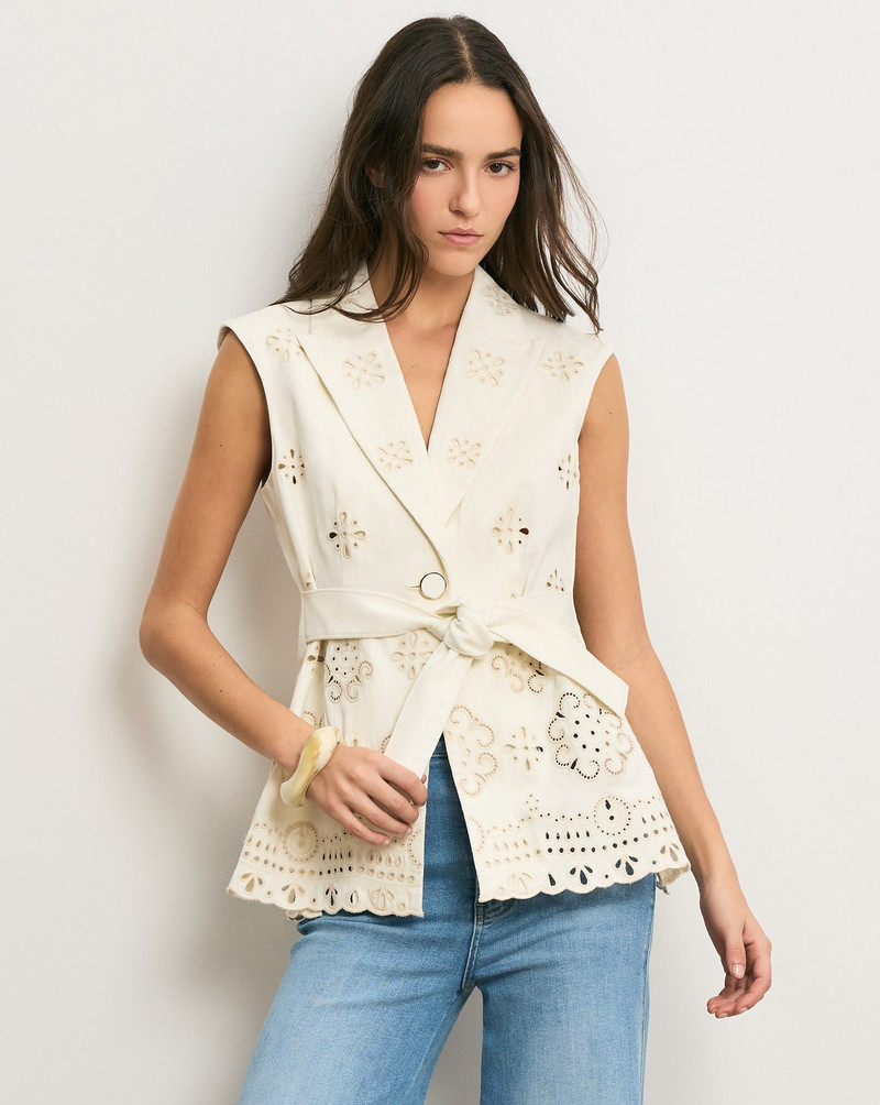VERONICA BEARD TOWNES EYELET VEST outlook