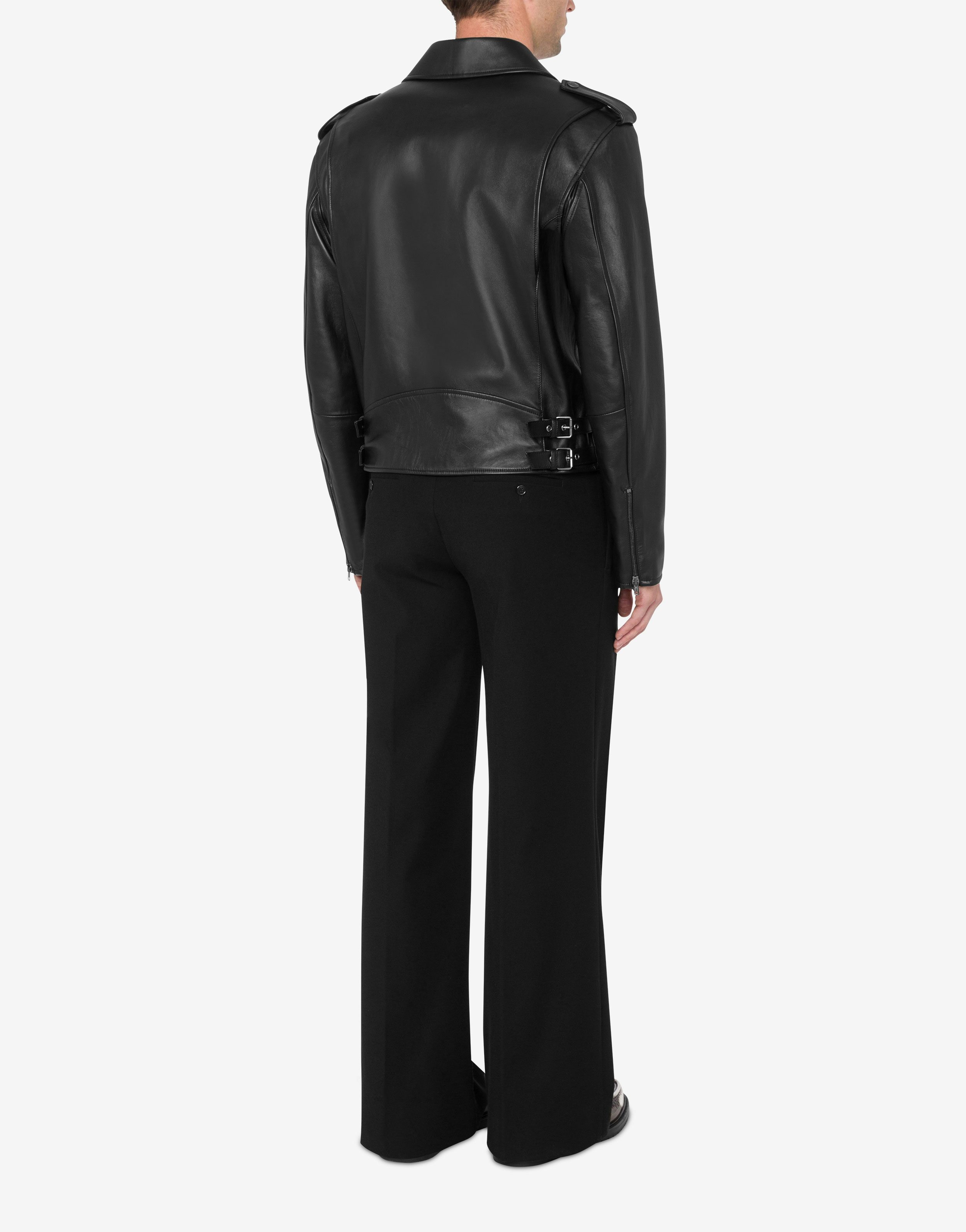 MOSCHINO OUTLINE NAPPA LEATHER BIKER JACKET - 3