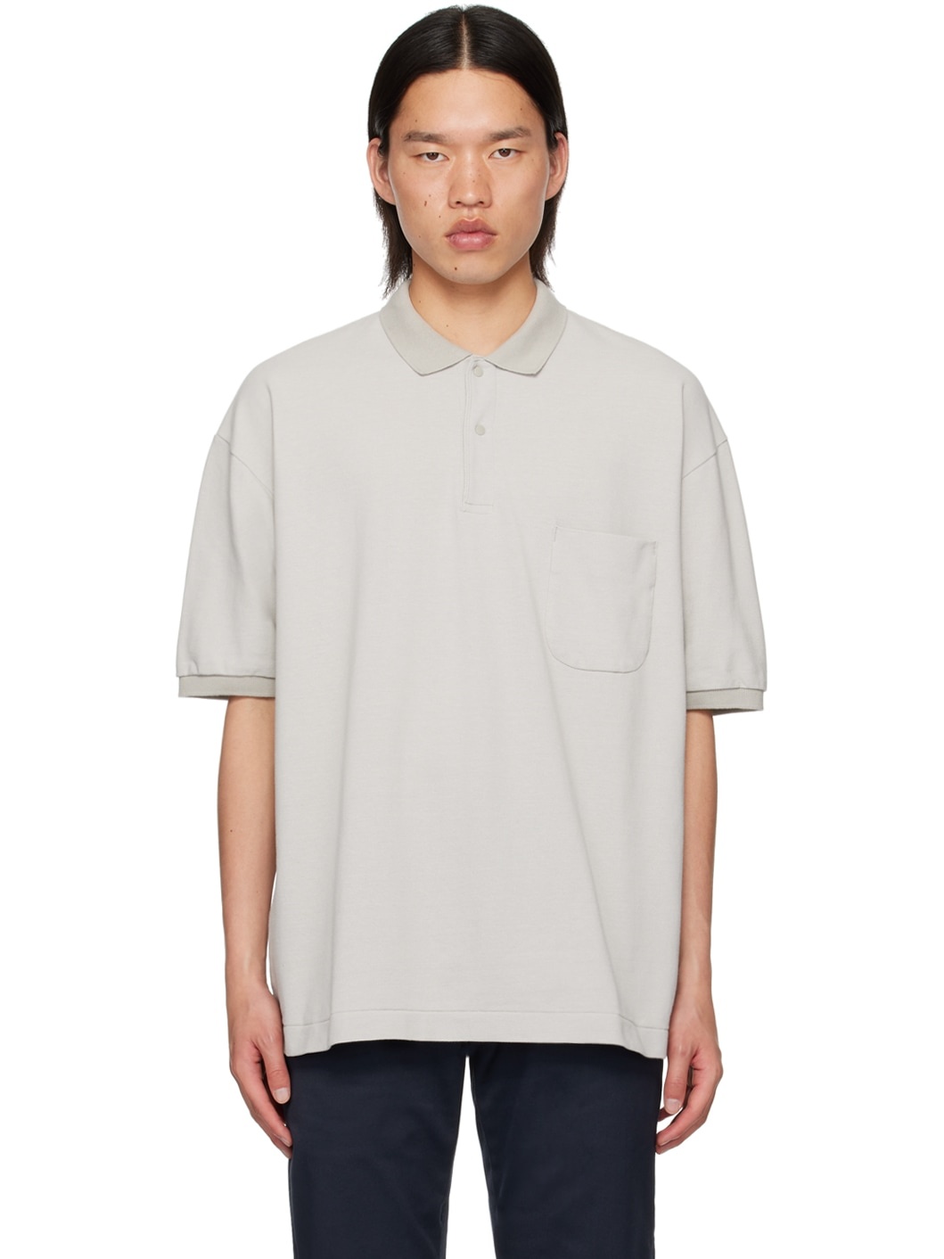 Gray Press-Stud Polo - 1