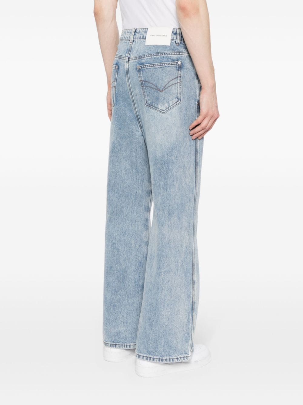 crossover waistband wide-leg jeans - 5