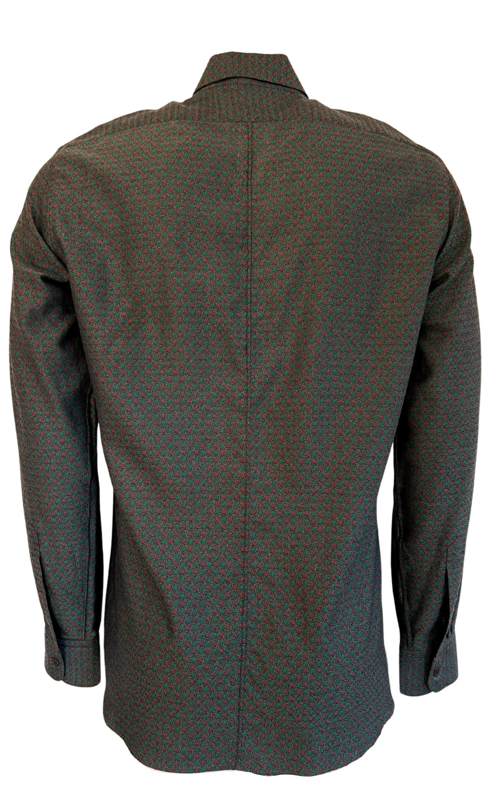 Curley Print Green Cotton Shirt - 2