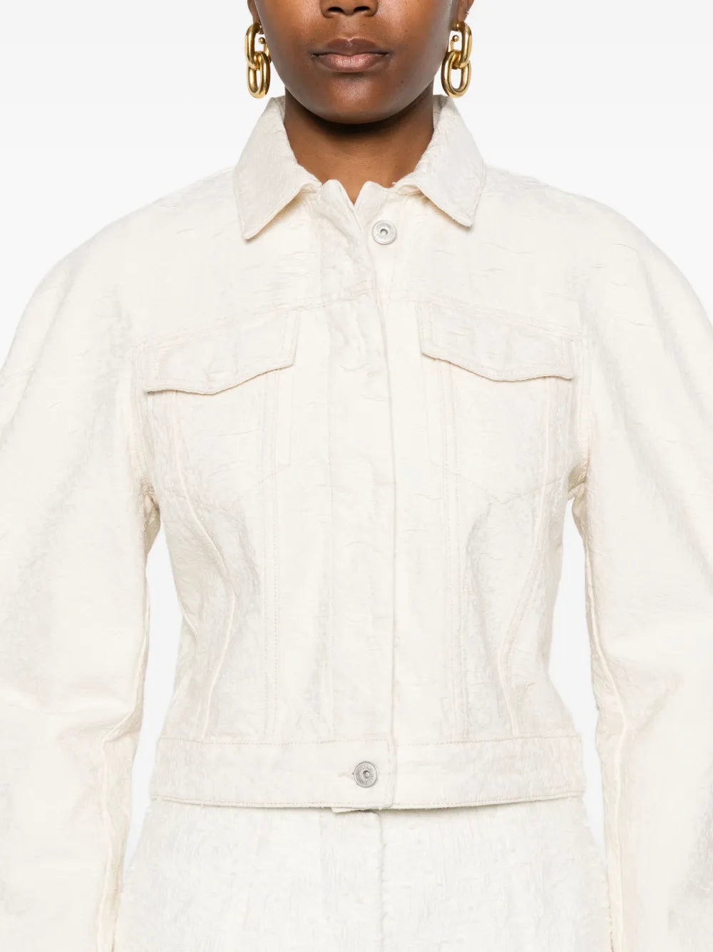 Jacquemus Women Le Ovalo De Nîmes Crop Jacket - 4