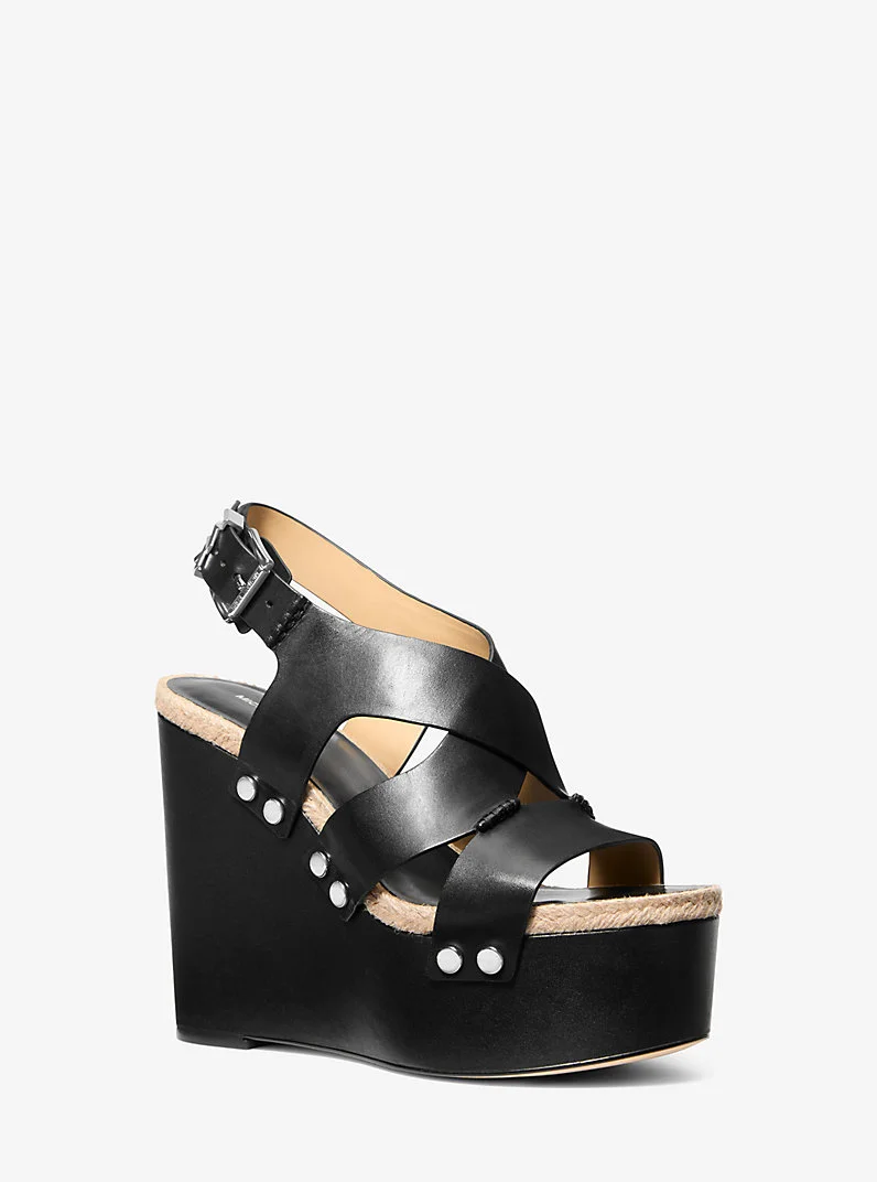 Raven Studded Leather Wedge Sandal - 1