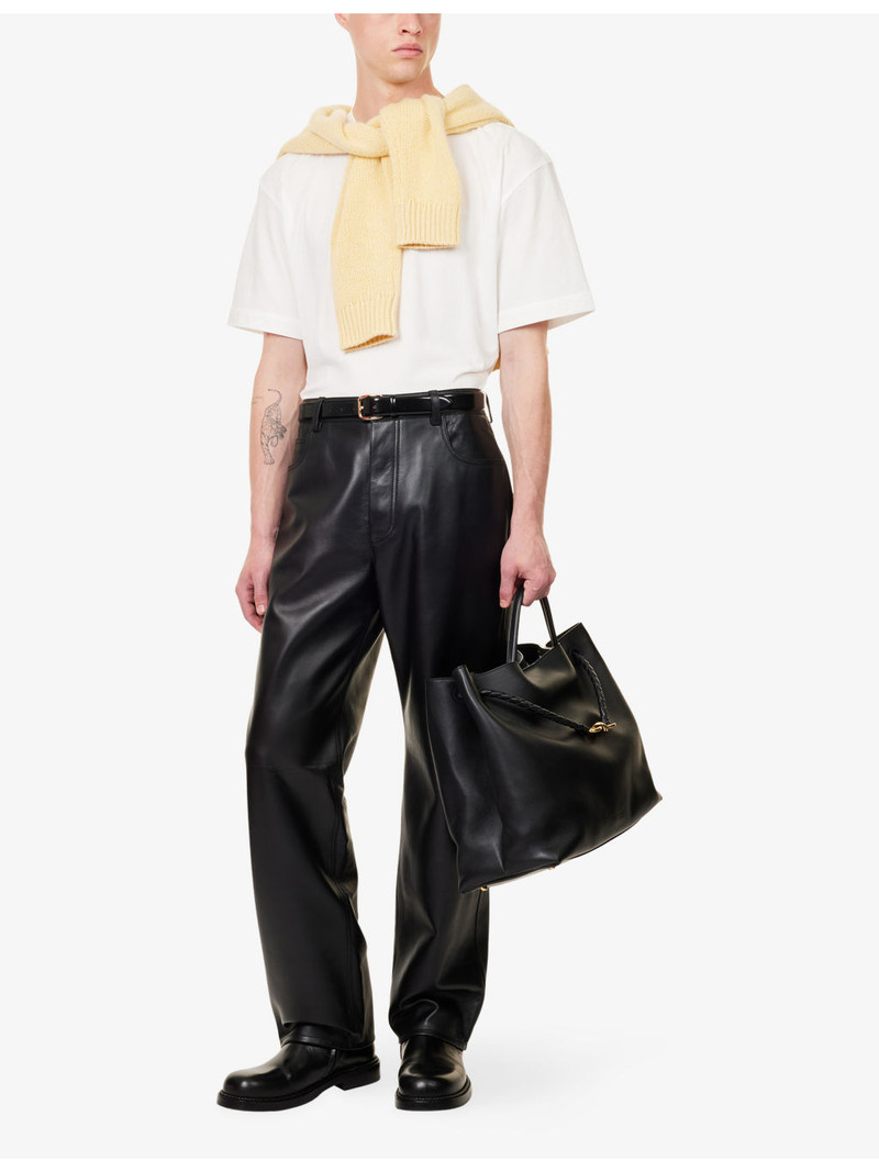 Bottega Veneta Intrecciato-Pocket Leather Trousers outlook