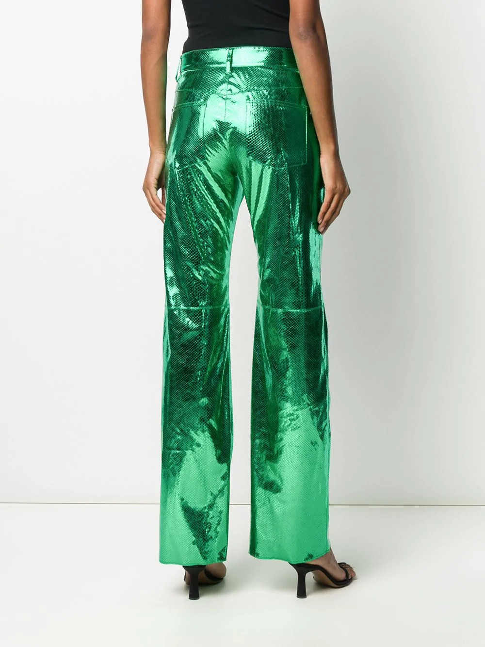 metallic flared trousers - 4