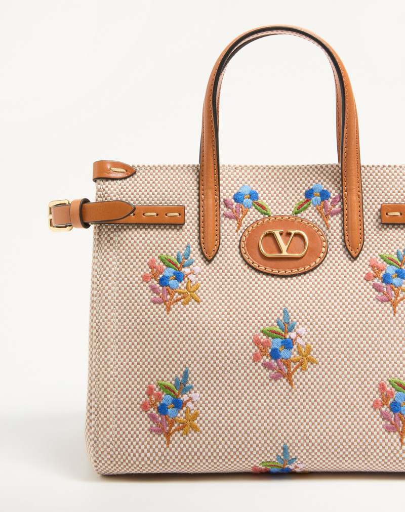 VALENTINO GARAVANI ANTIBES SMALL CANVAS SHOPPING BAG WITH EMBROIDERY 8