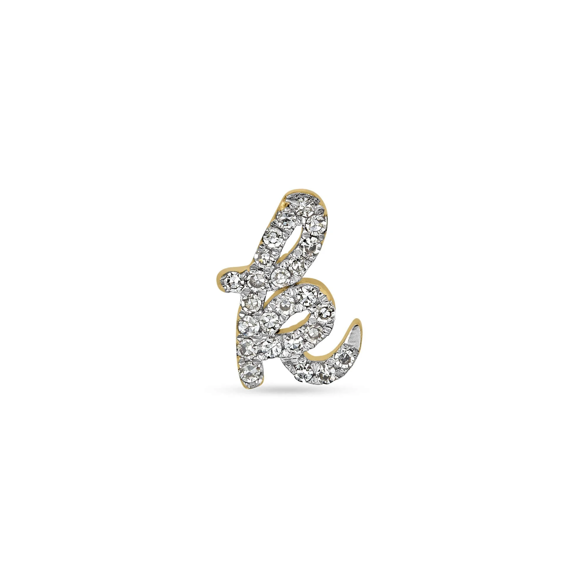 Diamond Cursive Initial Stud - 1