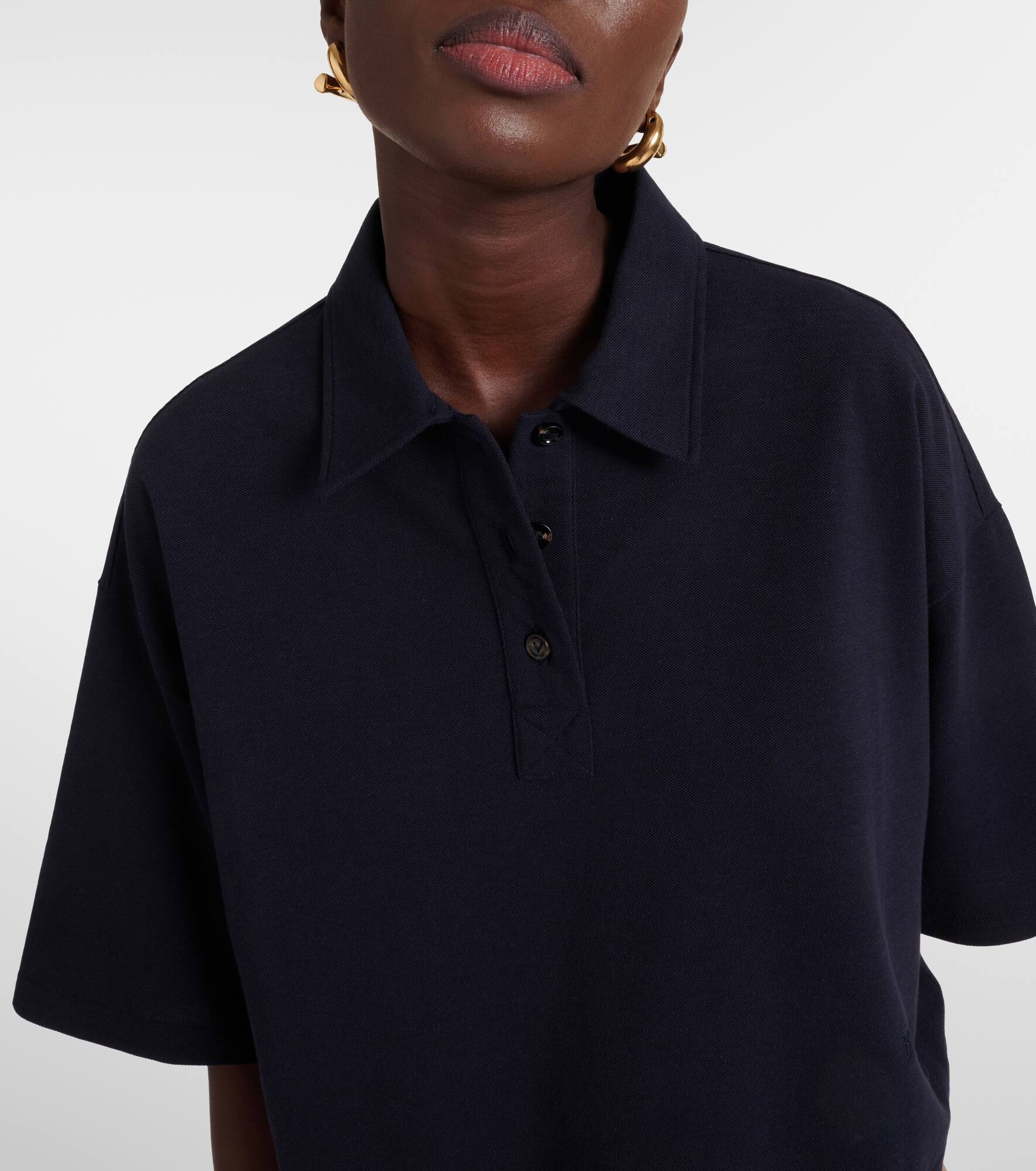 Cropped cotton-blend piqué polo shirt - 6