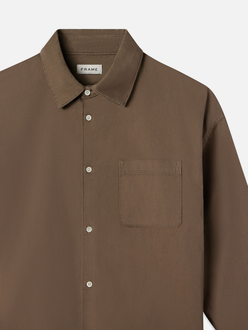 FRAME Relaxed Denim Shirt in Taupe outlook