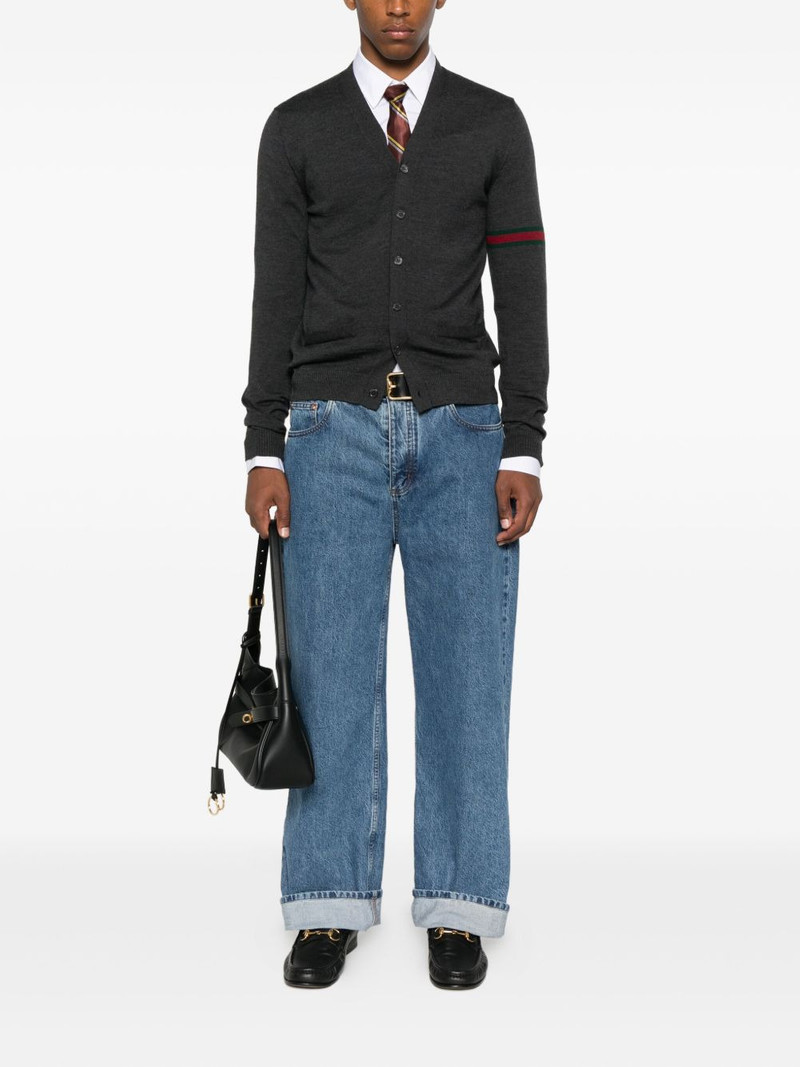 GUCCI striped-sleeve V-neck cardigan outlook