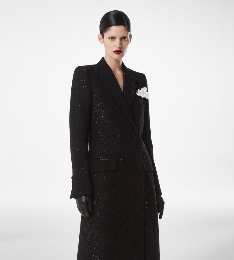 SEQUINED WOOL BLEND CREPE DOUBLE BREASTED COAT 5