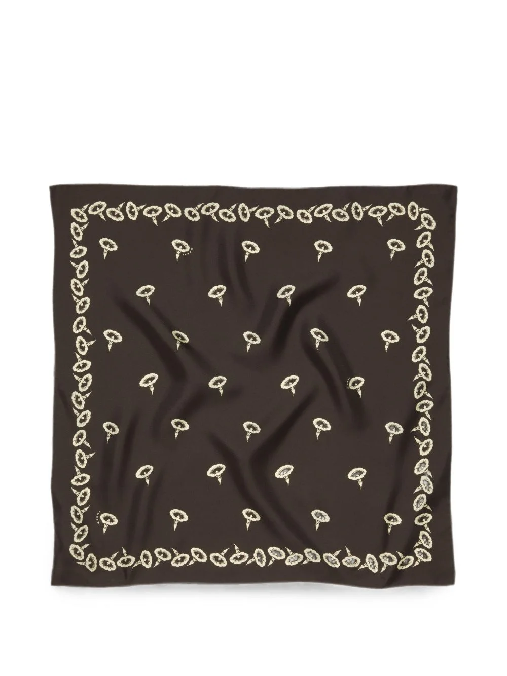 brown silk foulard with floral print - 1