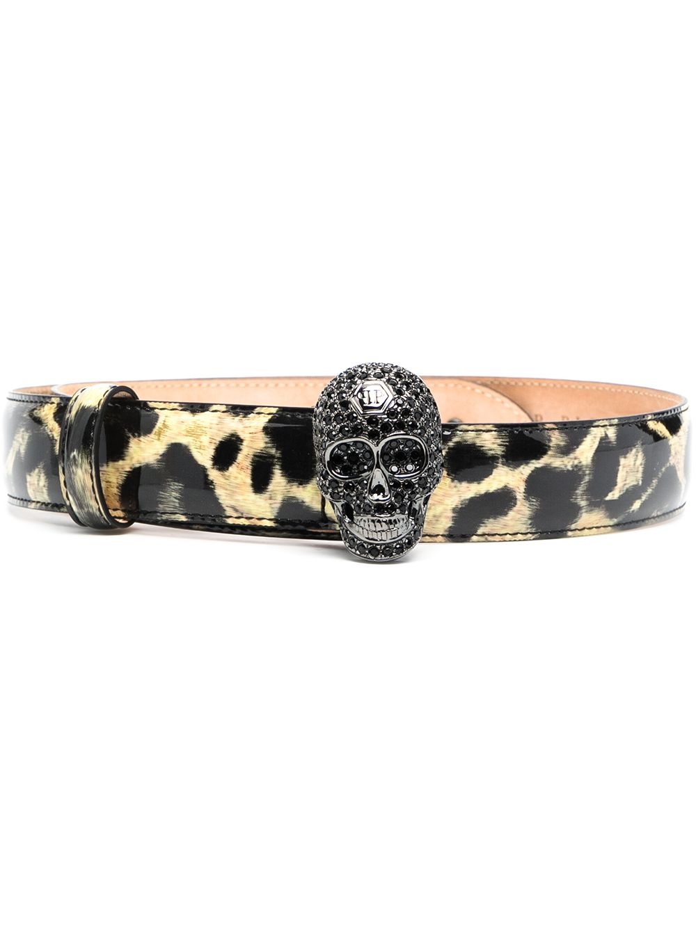 leopard-print leather belt - 1