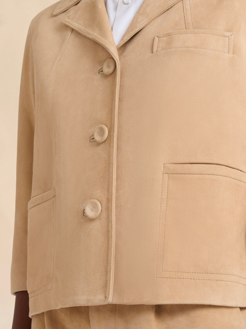 CAMEL SUEDE BOXY JACKET - 5