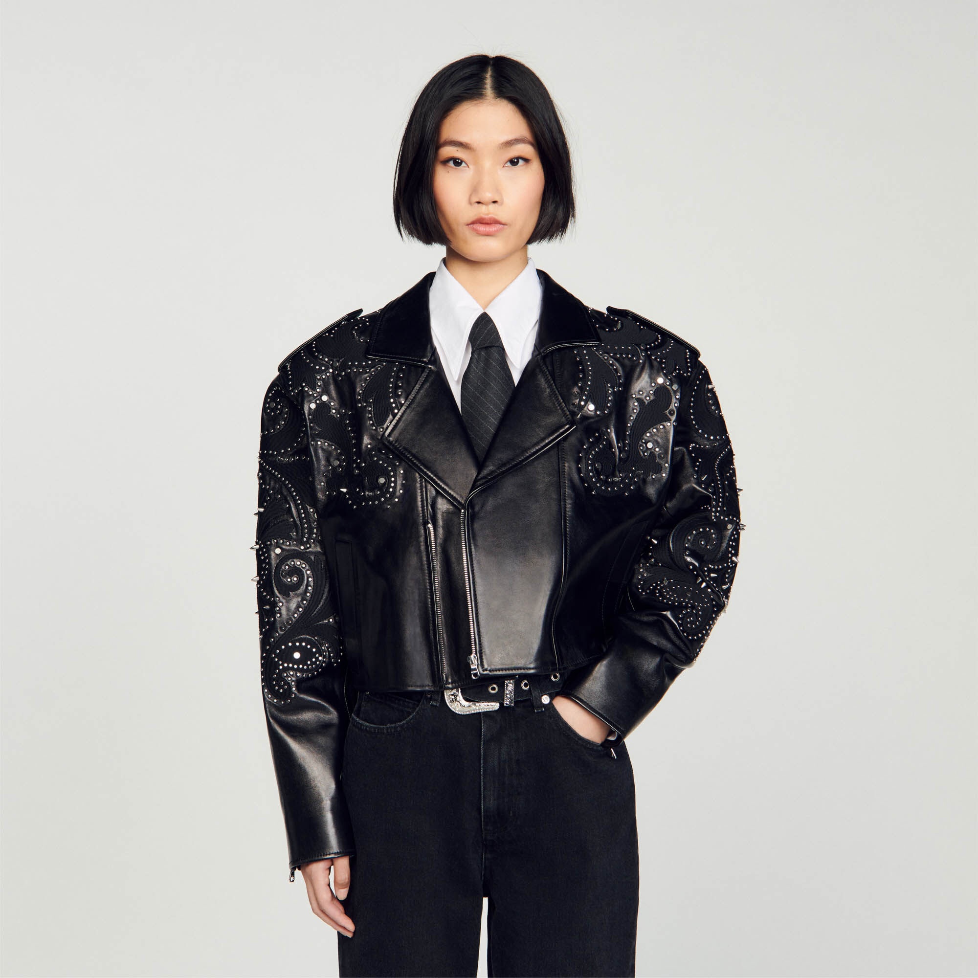 STUDDED LEATHER JACKET - 5