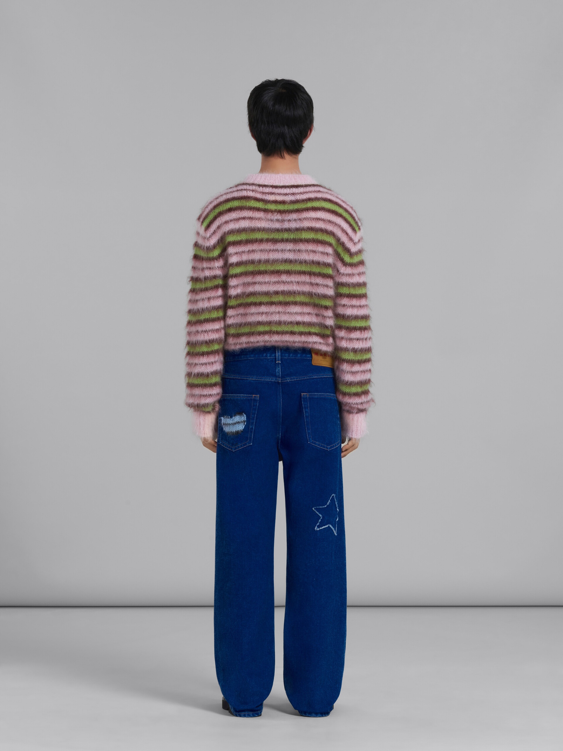 BLUE COATED DENIM JEANS WITH MOHAIR PATCHES - 3