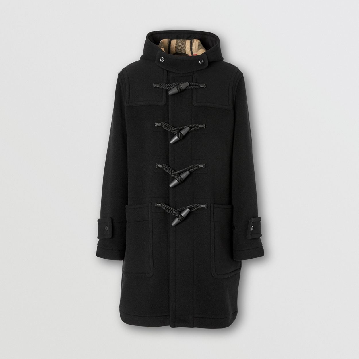 Check-lined Technical Wool Duffle Coat - 4