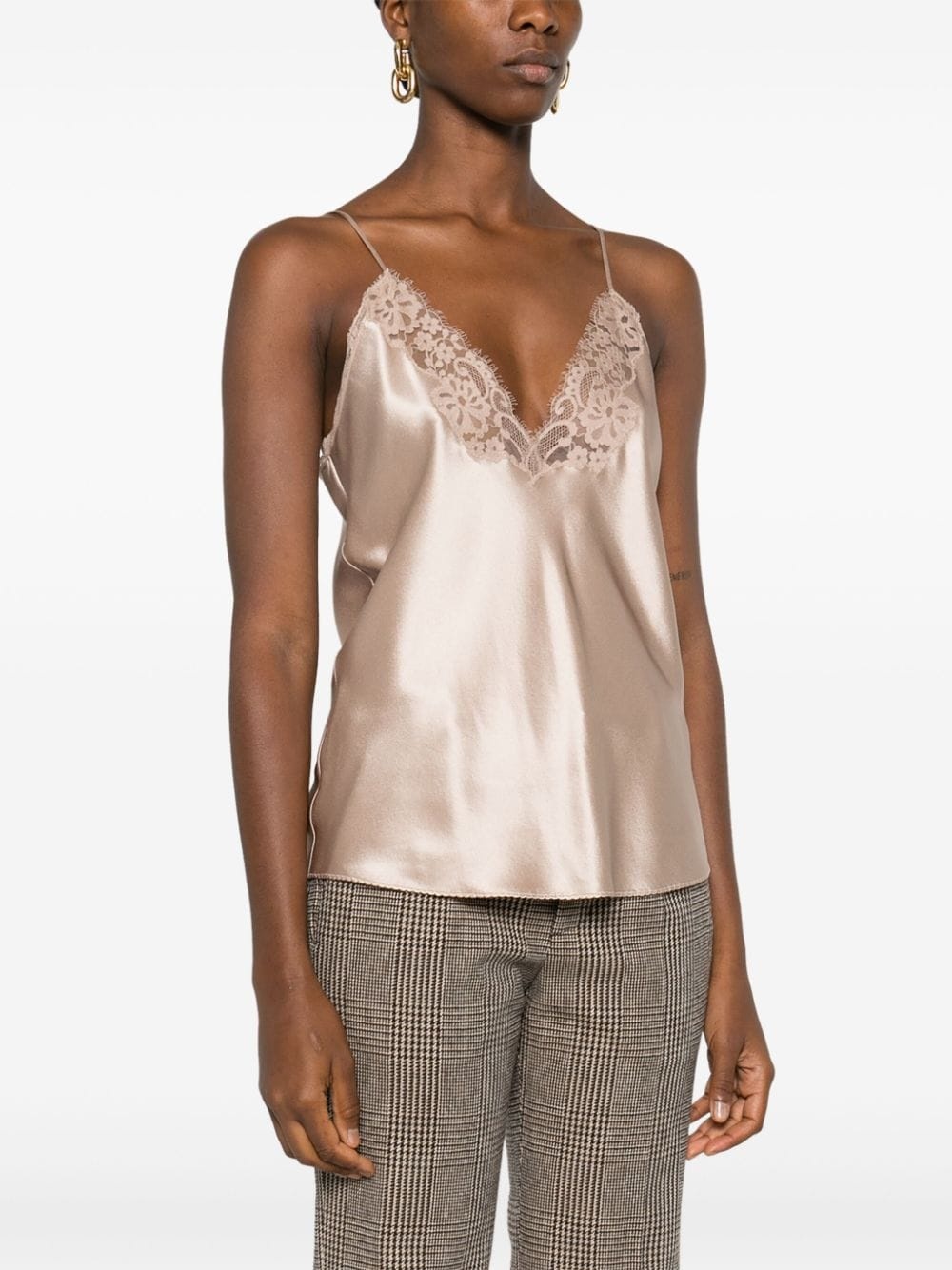 Tシャツ・カットソー SAINT LAURENT SATIN AND LACE LINGERIE TOP SAINT LAURENT lace-trim top | REVERSIBLE