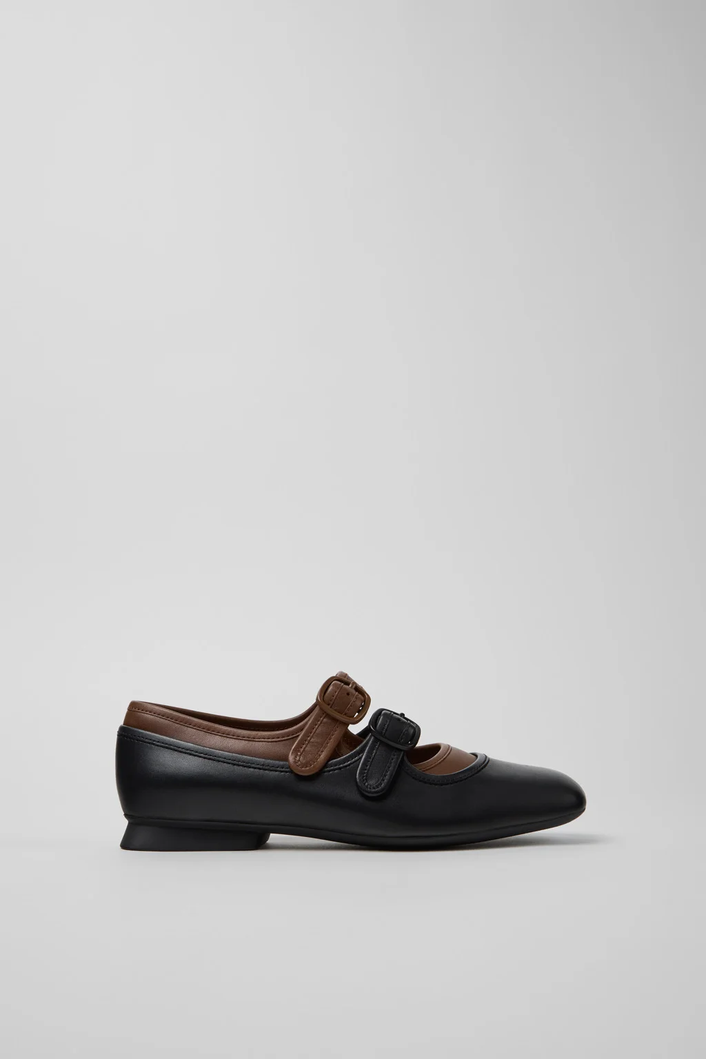 Casi Myra Black Leather Ballerinas for Women. - 1