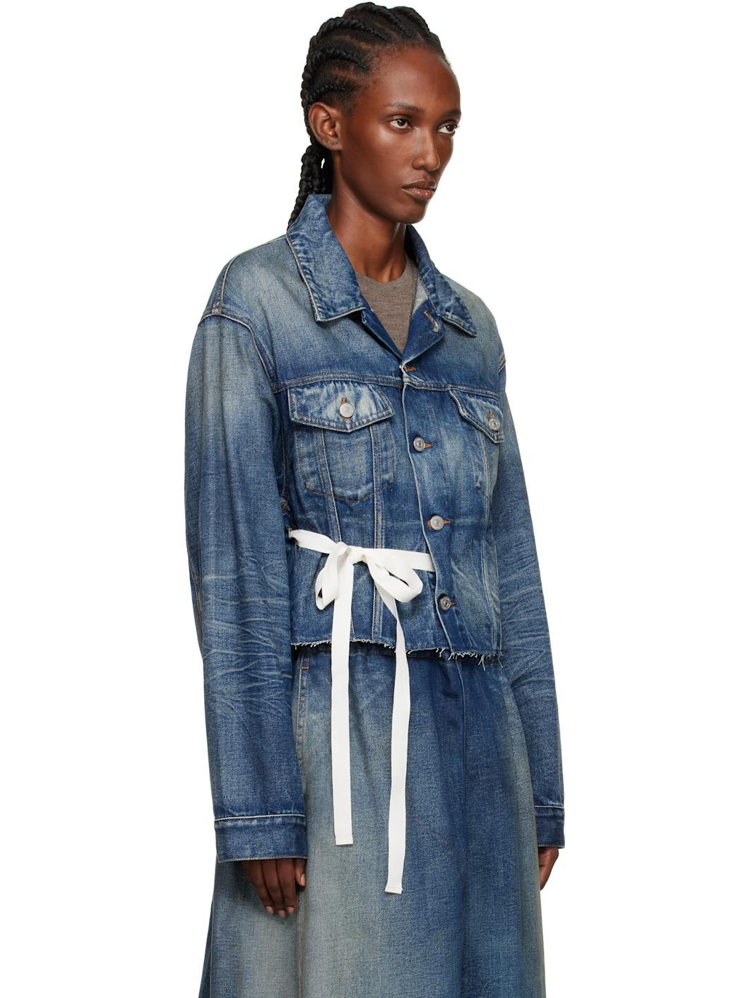 Blue Cropped Denim Jacket - 2