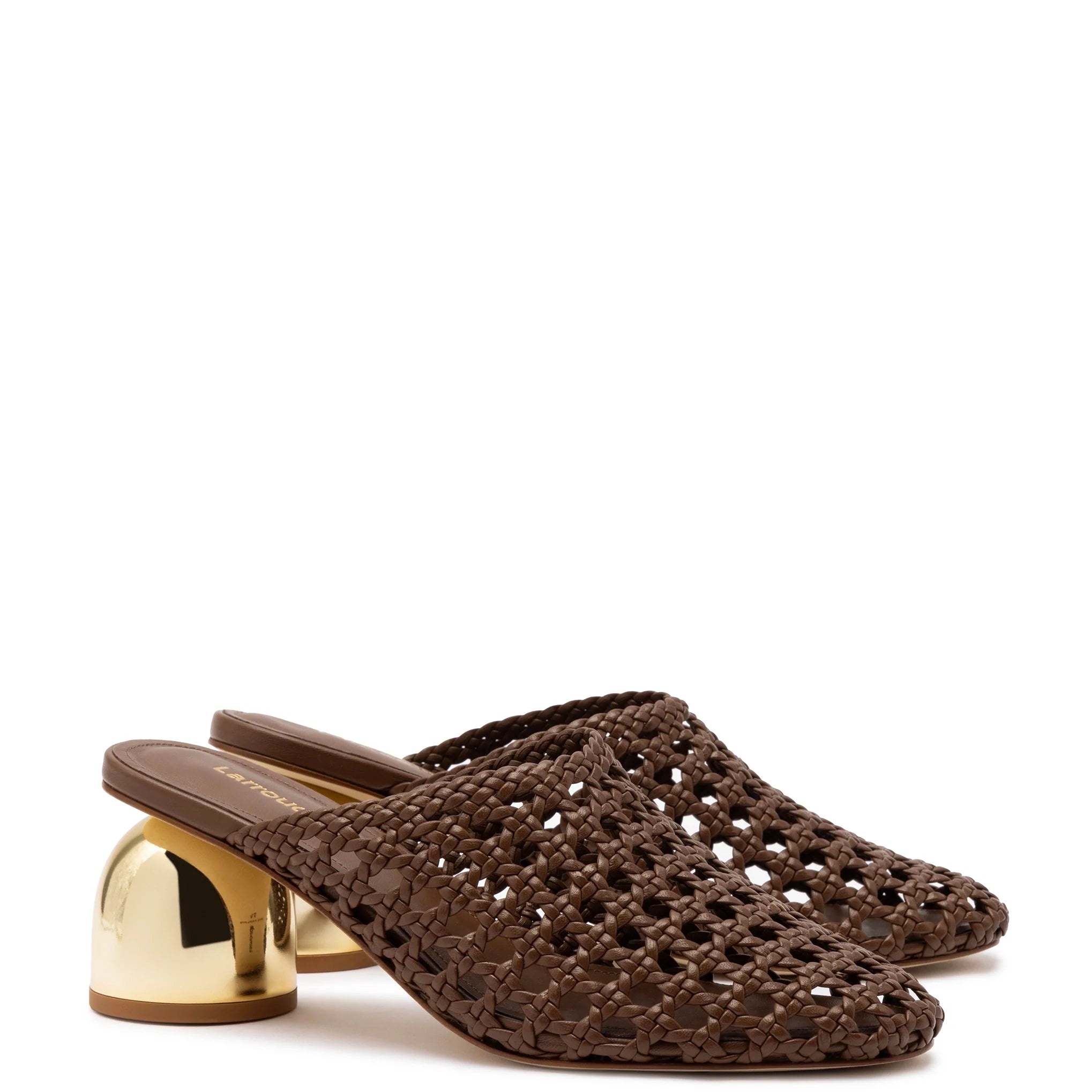 Larroude - Larroude Dew Drop Macrame Mule In Burnt Umber Leather - 2