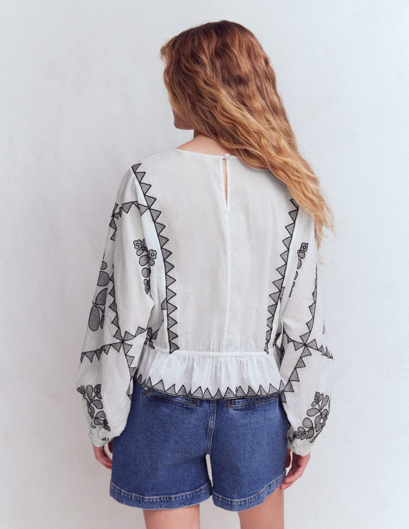 Embroidered Vacation Top-Ivory 6