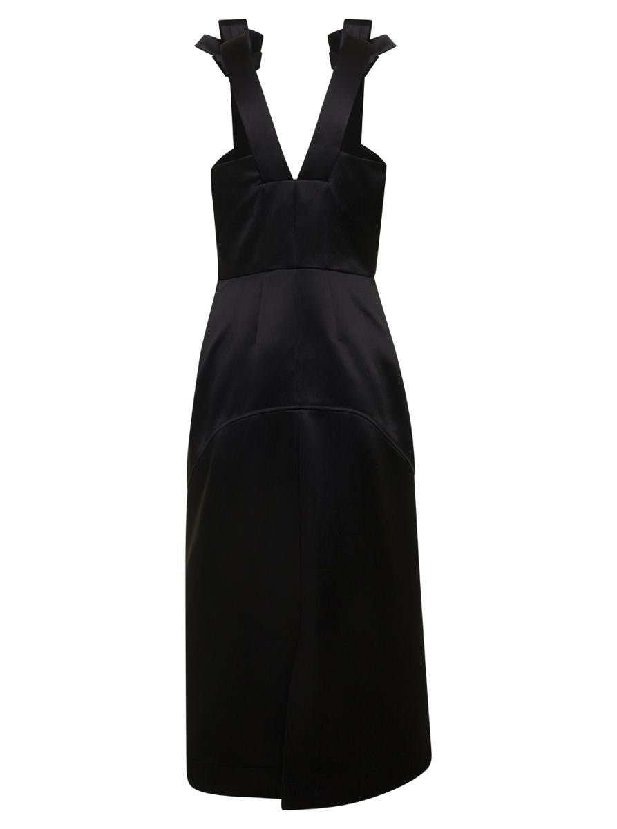 JIL SANDER SATIN SLEEVELESS MIDI DRESS - 2