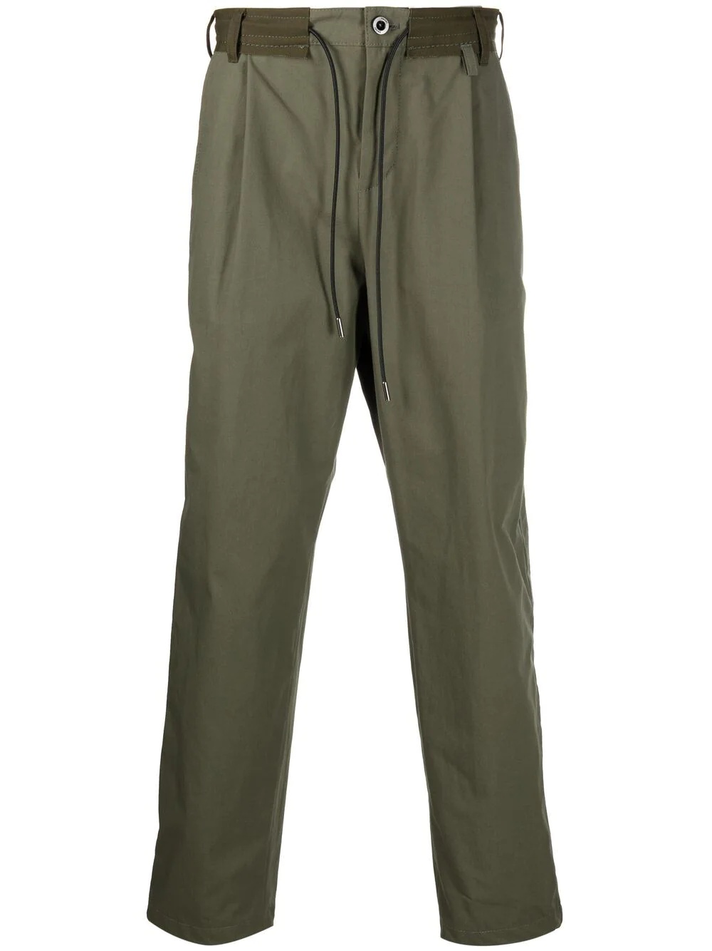 drawstring-waist cotton-blend trousers - 1