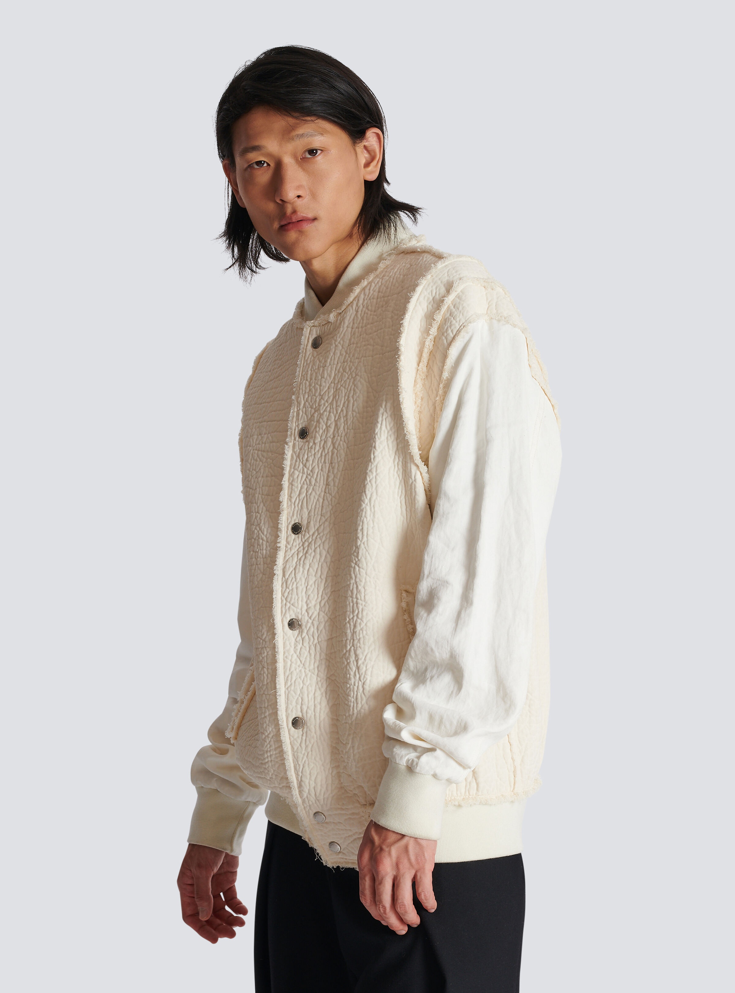 Textured cotton bomber jacket - 7