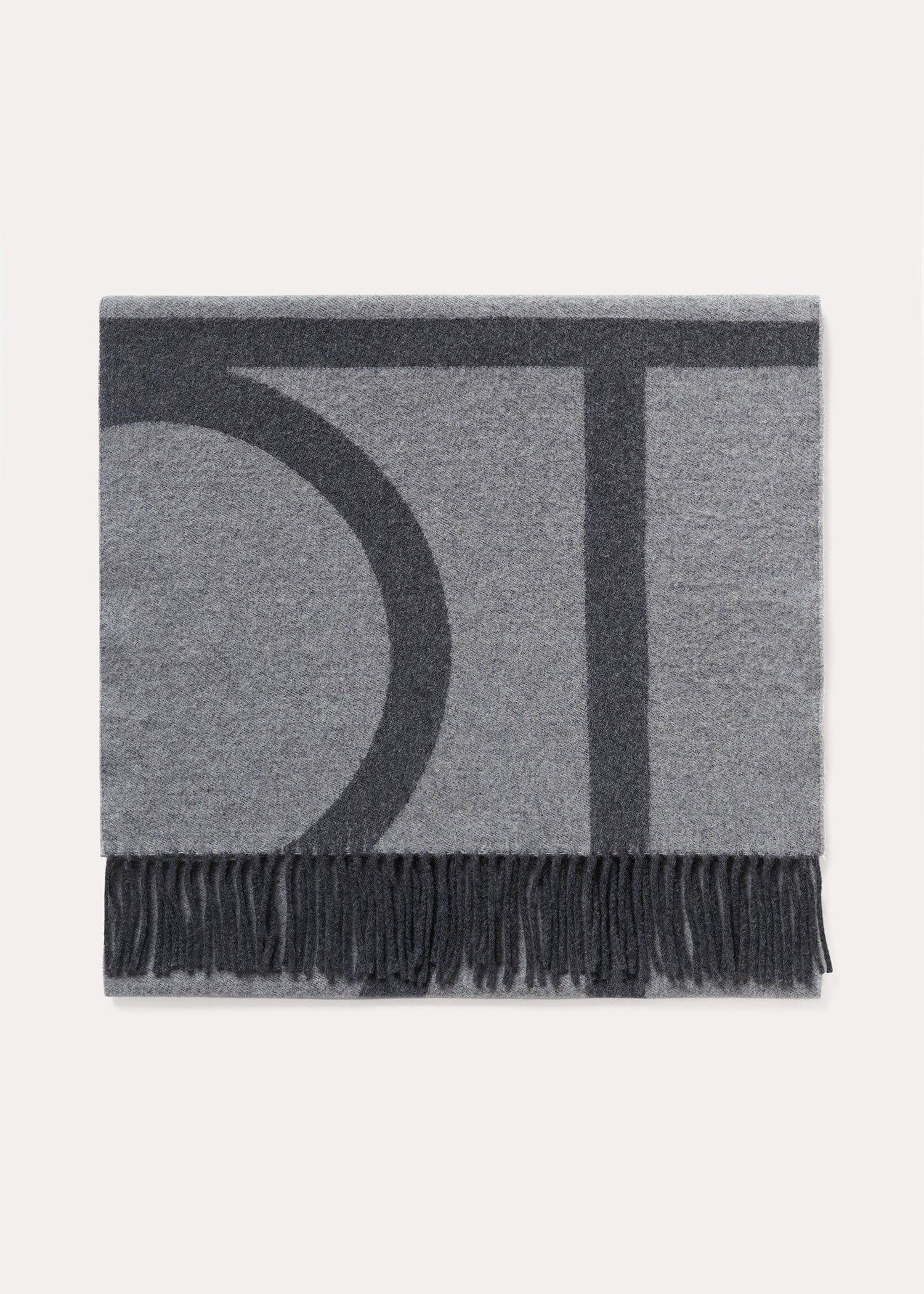 Monogram jacquard wool scarf dark grey mélange - 6