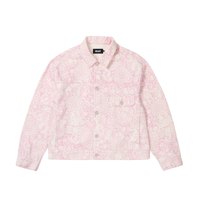 LACE BLEACHED DENIM JACKET PINK DENIM 1