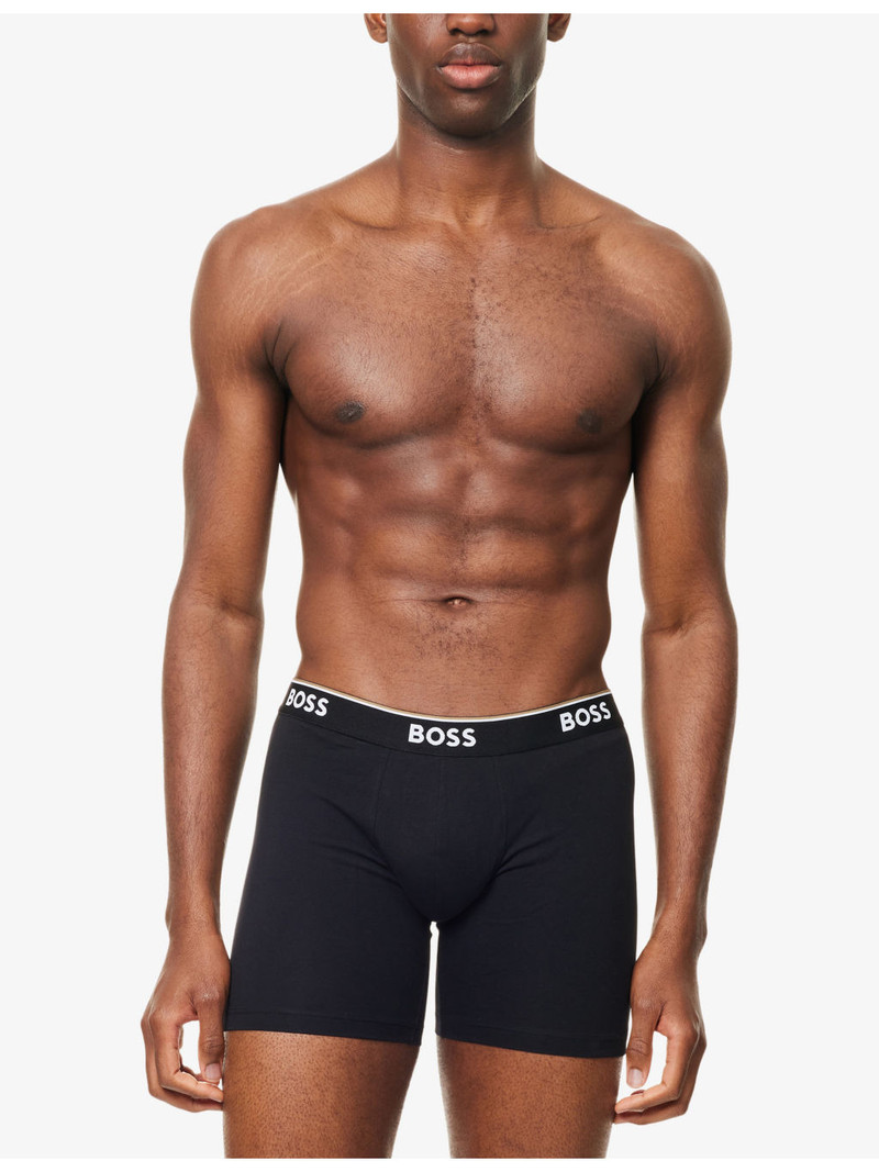 BOSS Power Long Pack of Three Stretch-Cotton Boxer Briefs outlook