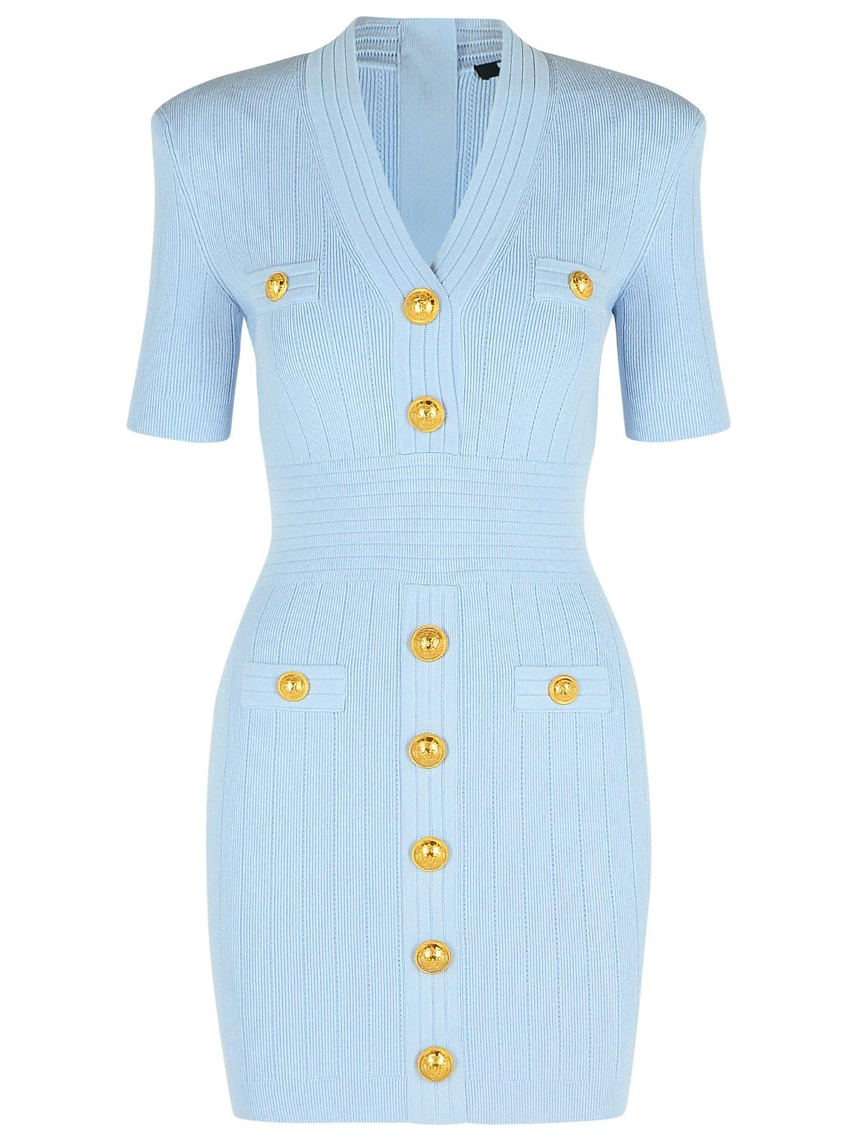 Balmain Light Blue Viscose Blend Dress Women - 1