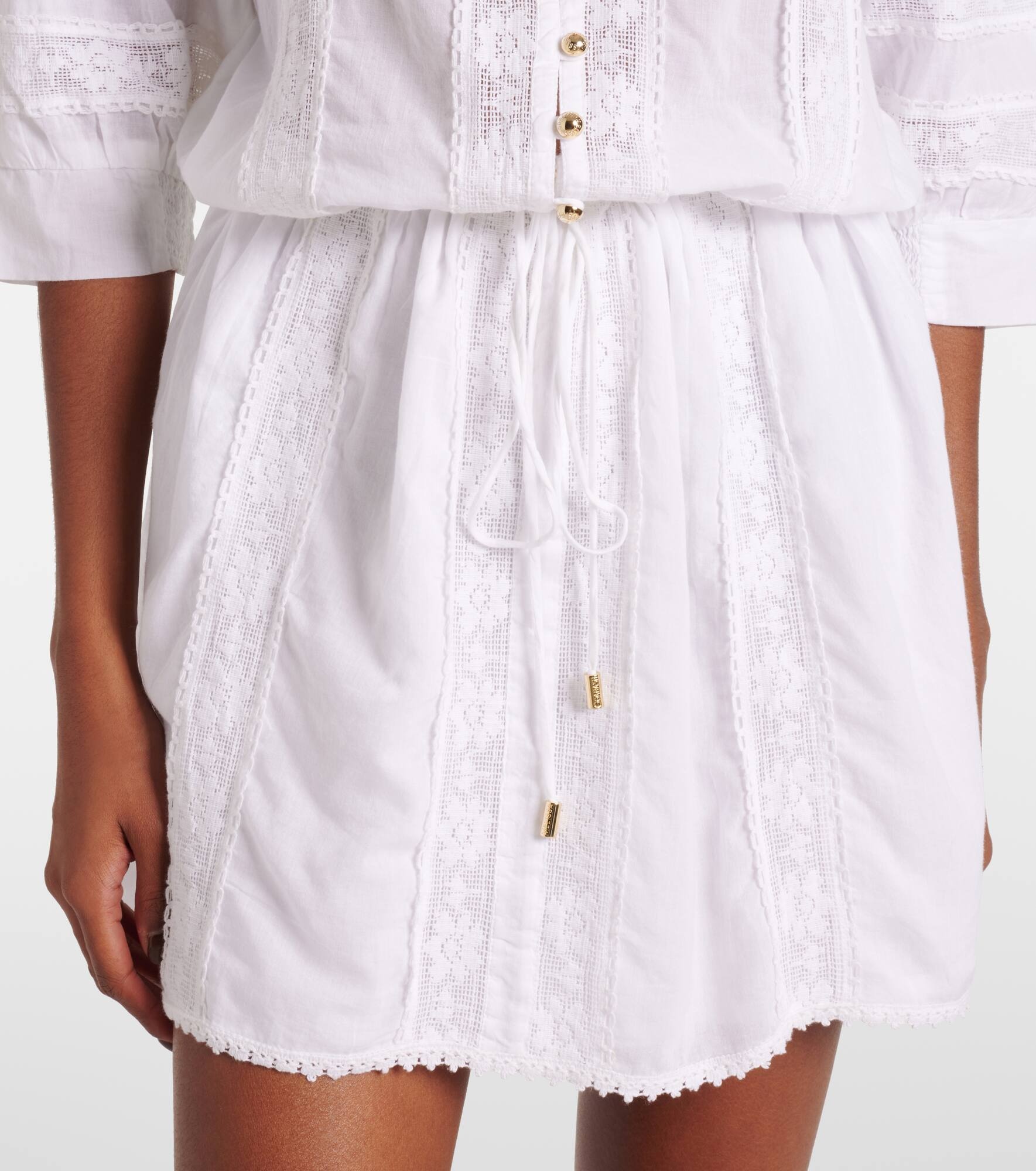 Rita lace-trimmed cotton minidress - 5