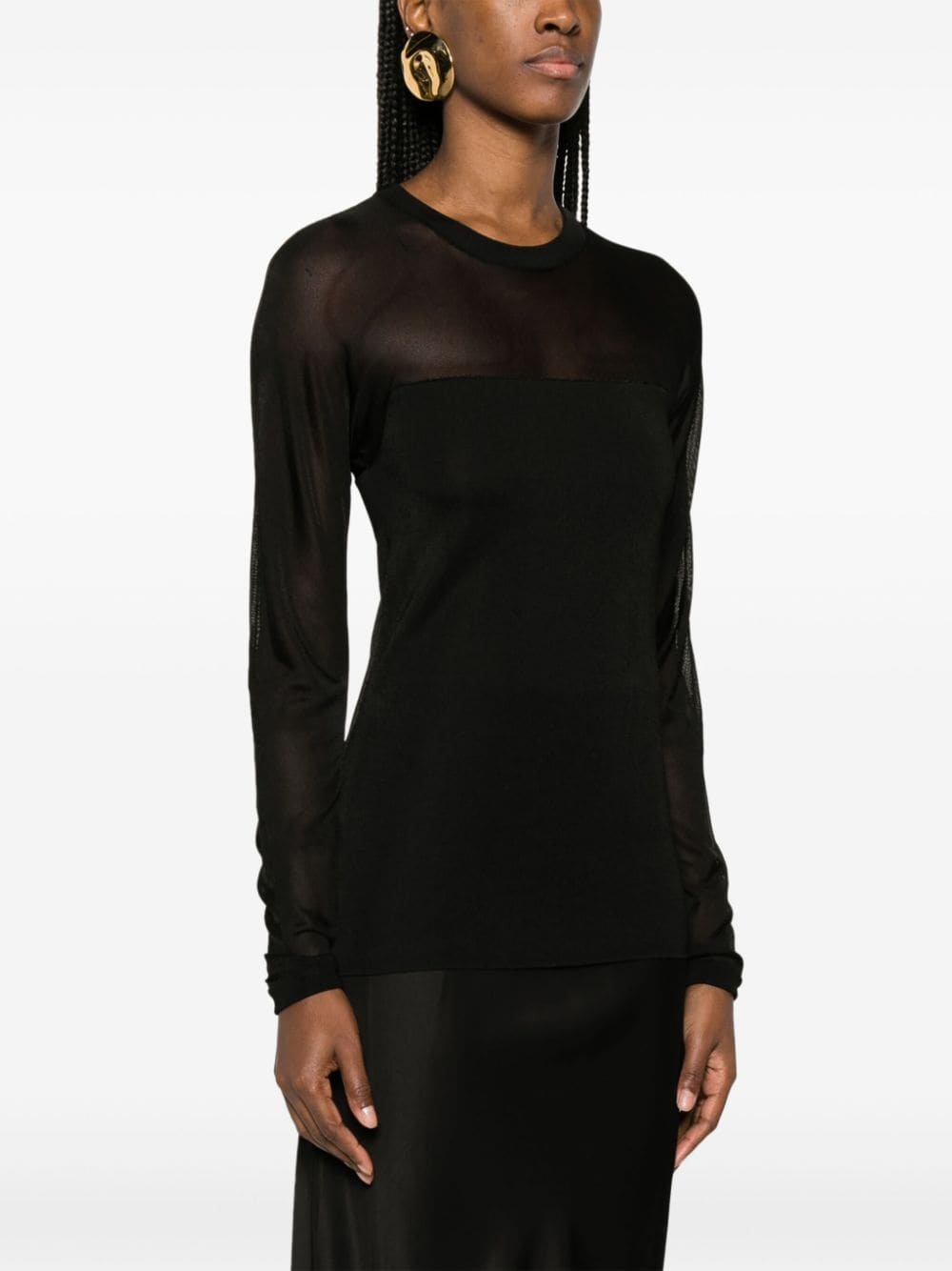 semi-sheer panelled top - 3