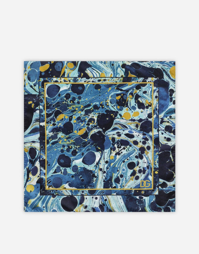 Dolce & Gabbana Silk pocket square with blue marbled print outlook