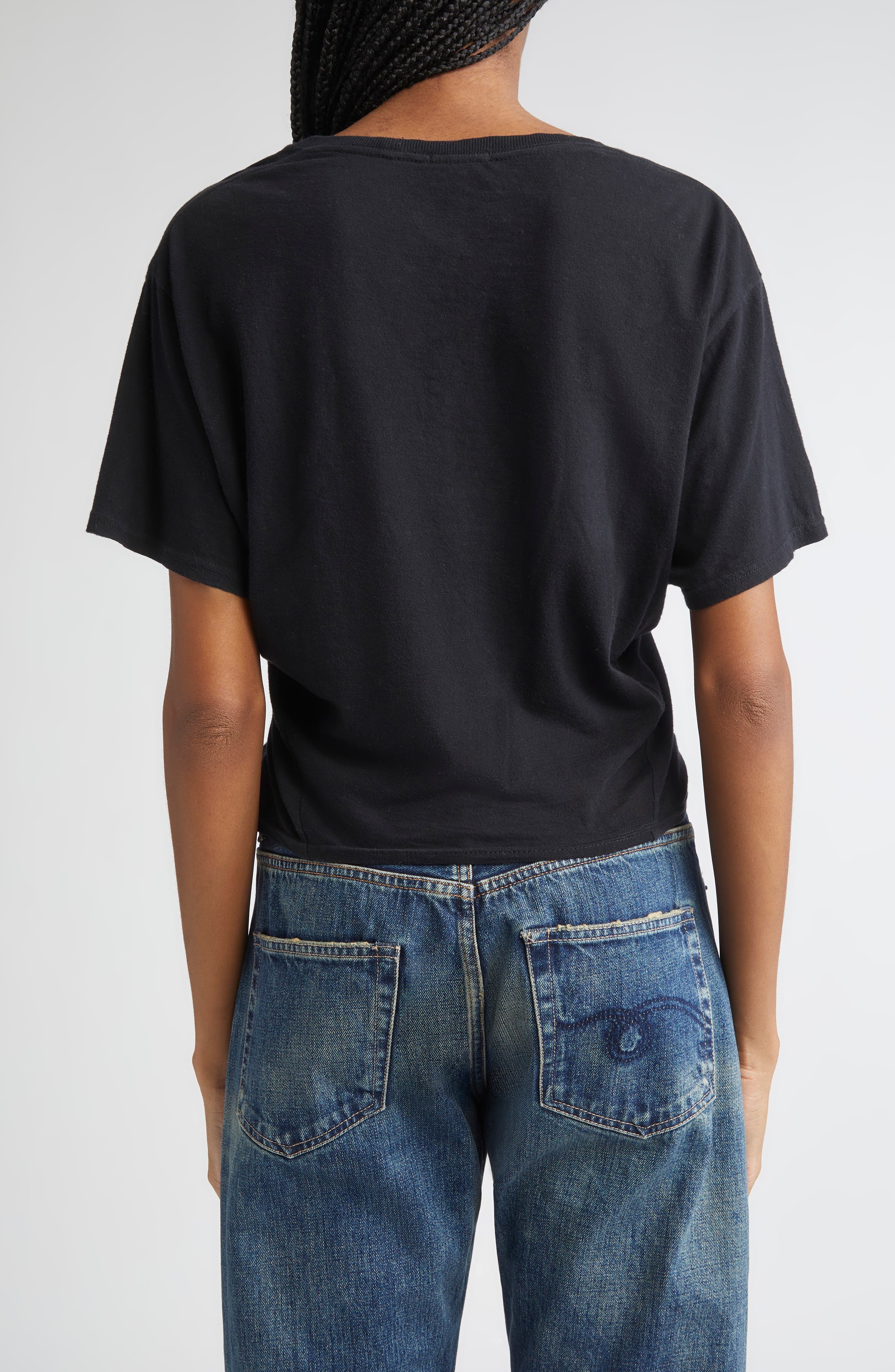 R13 Tight Waist Cotton & Cashmere T-Shirt in Black at Nordstrom - 2