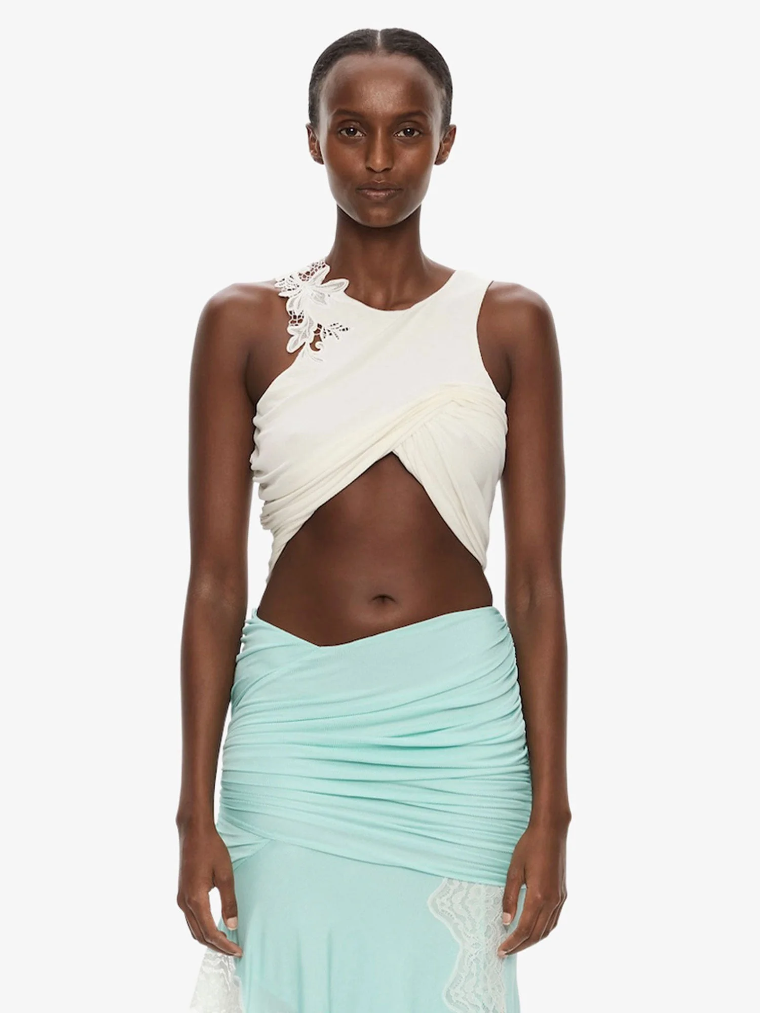 Hibiscus Embroidered Fold Up Tank - 1