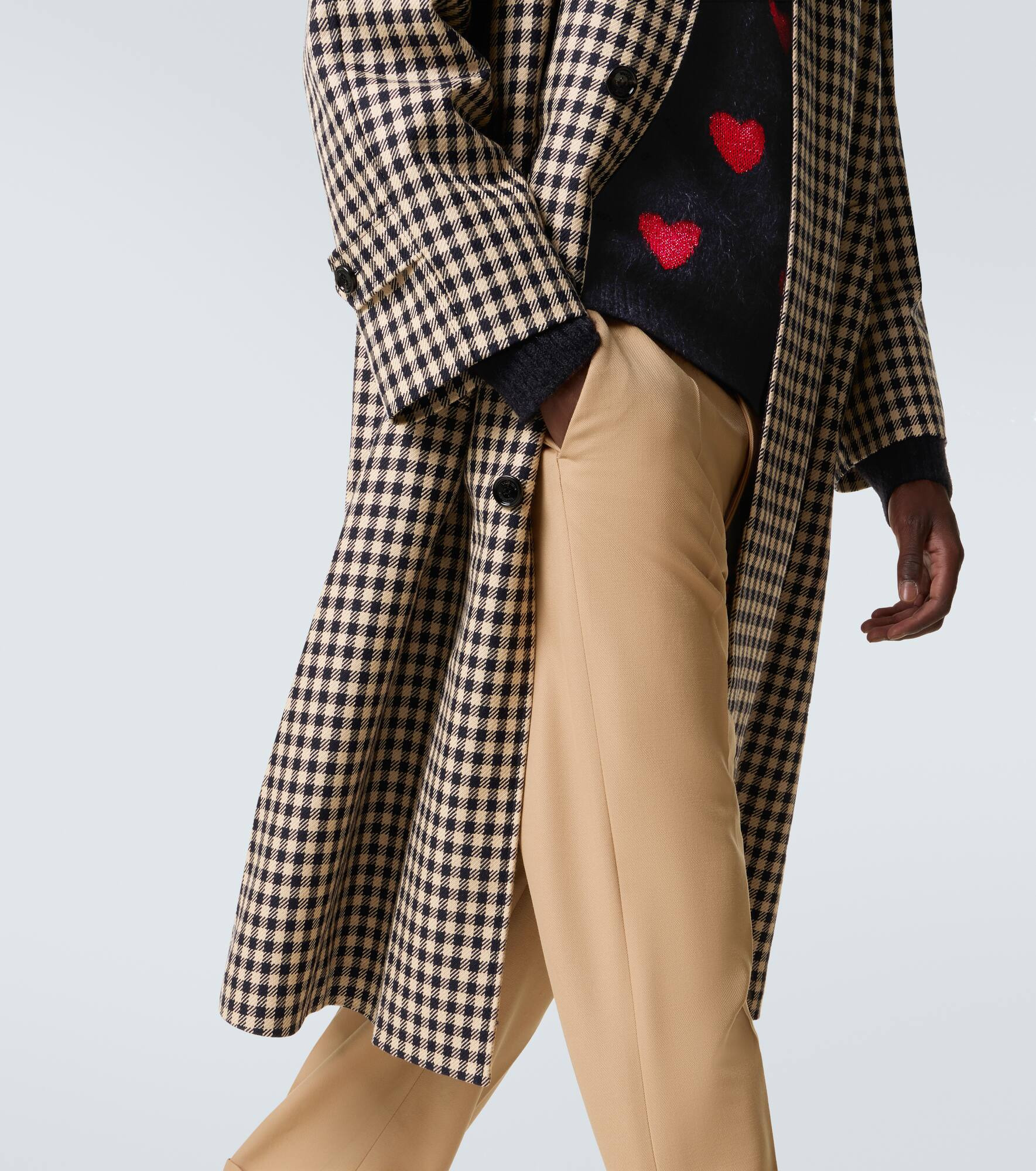 Gingham cotton and wool coat - 5
