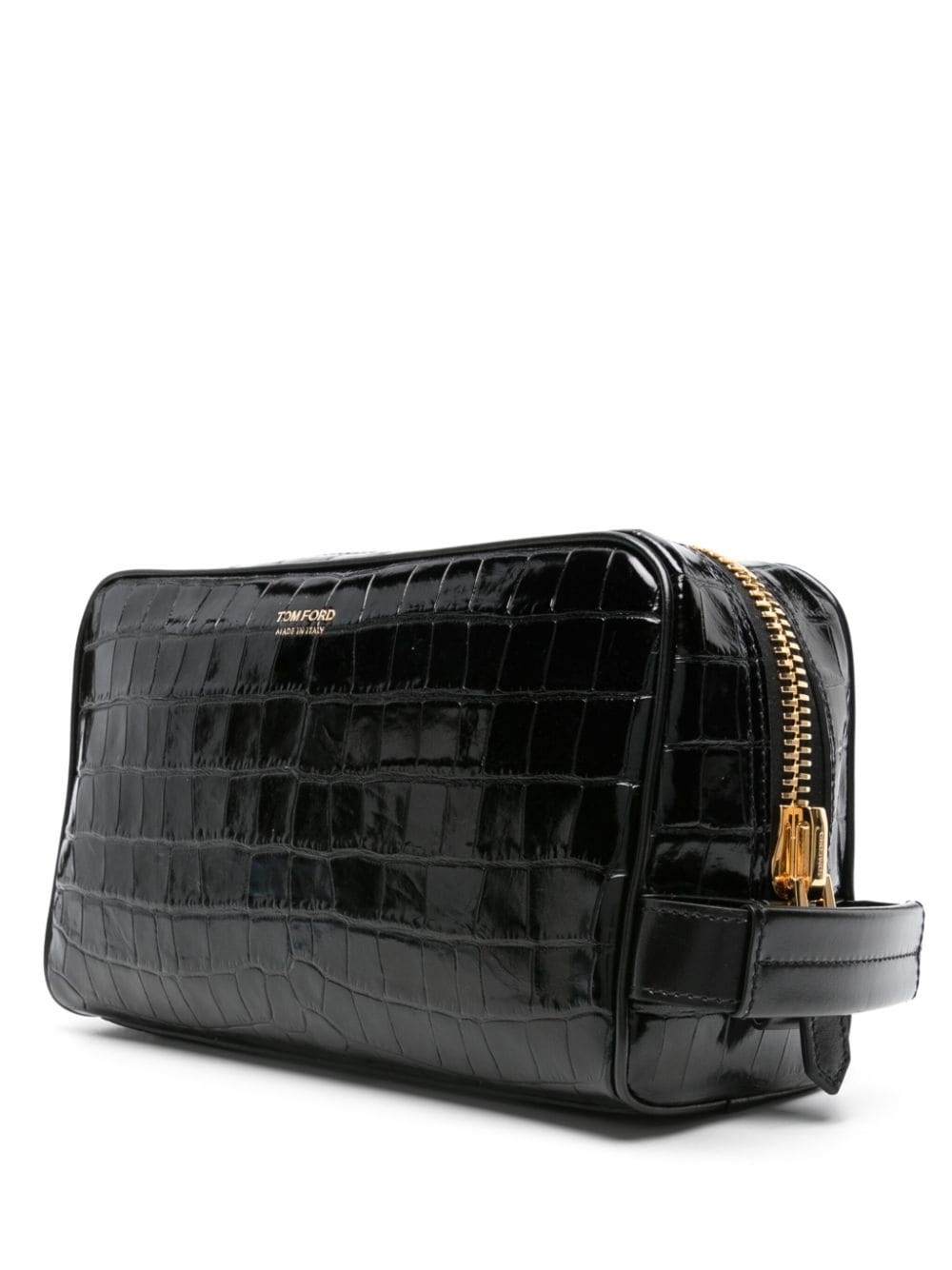 crocodile-effect leather wash bag - 2