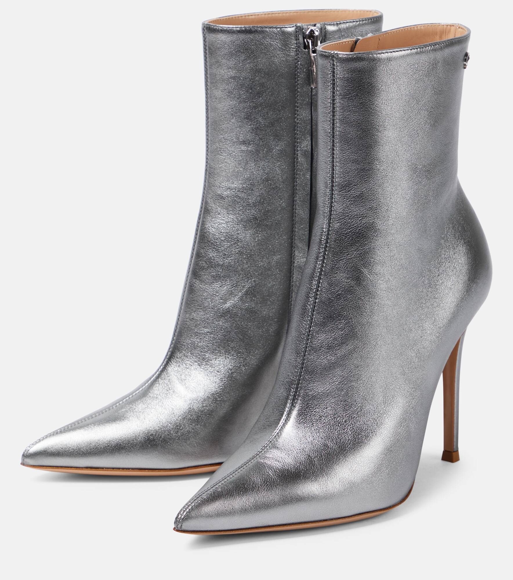 Metallic leather ankle boots - 5