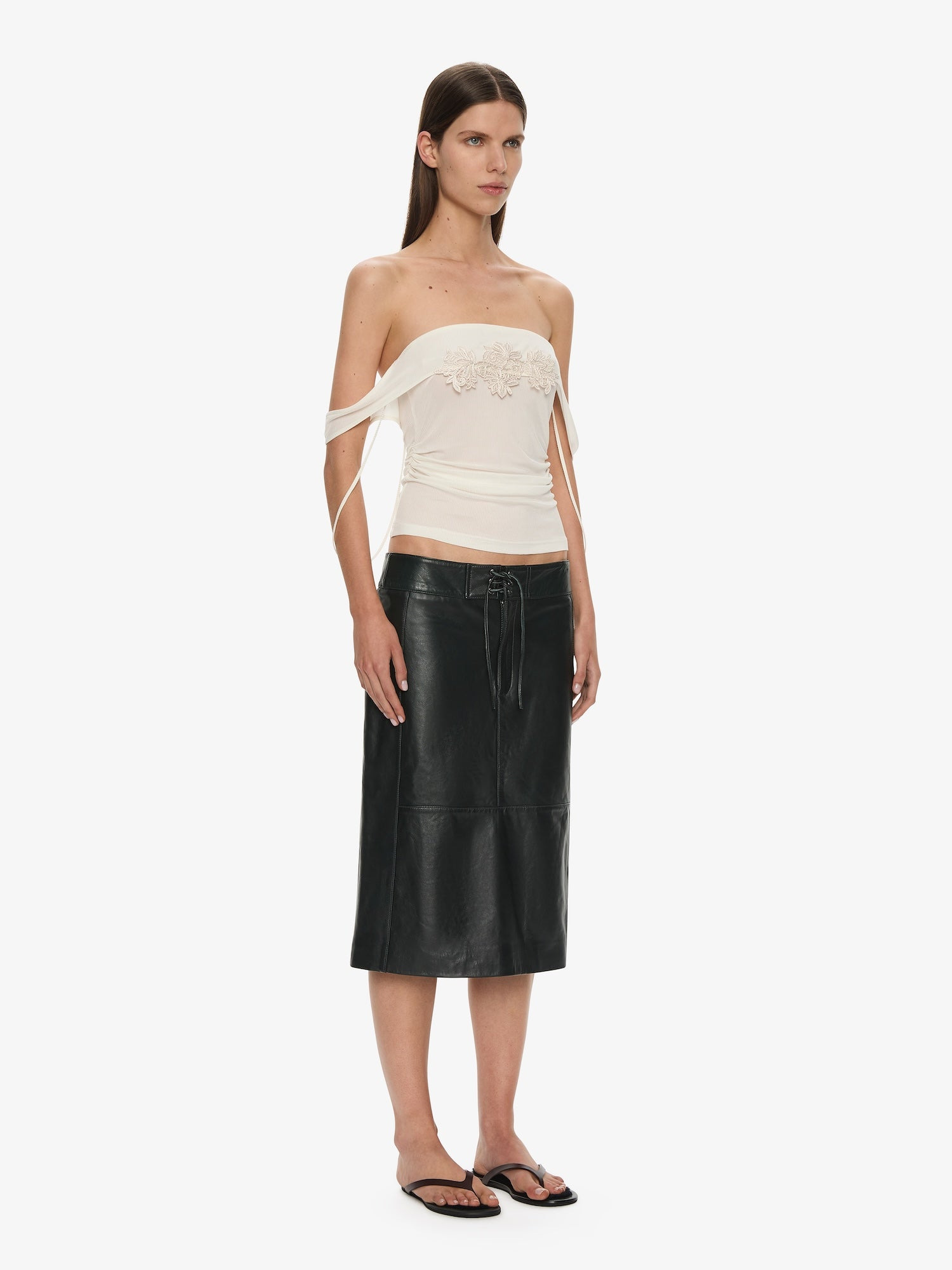 Hibiscus Embroidered Rib Foldover Cami - 4